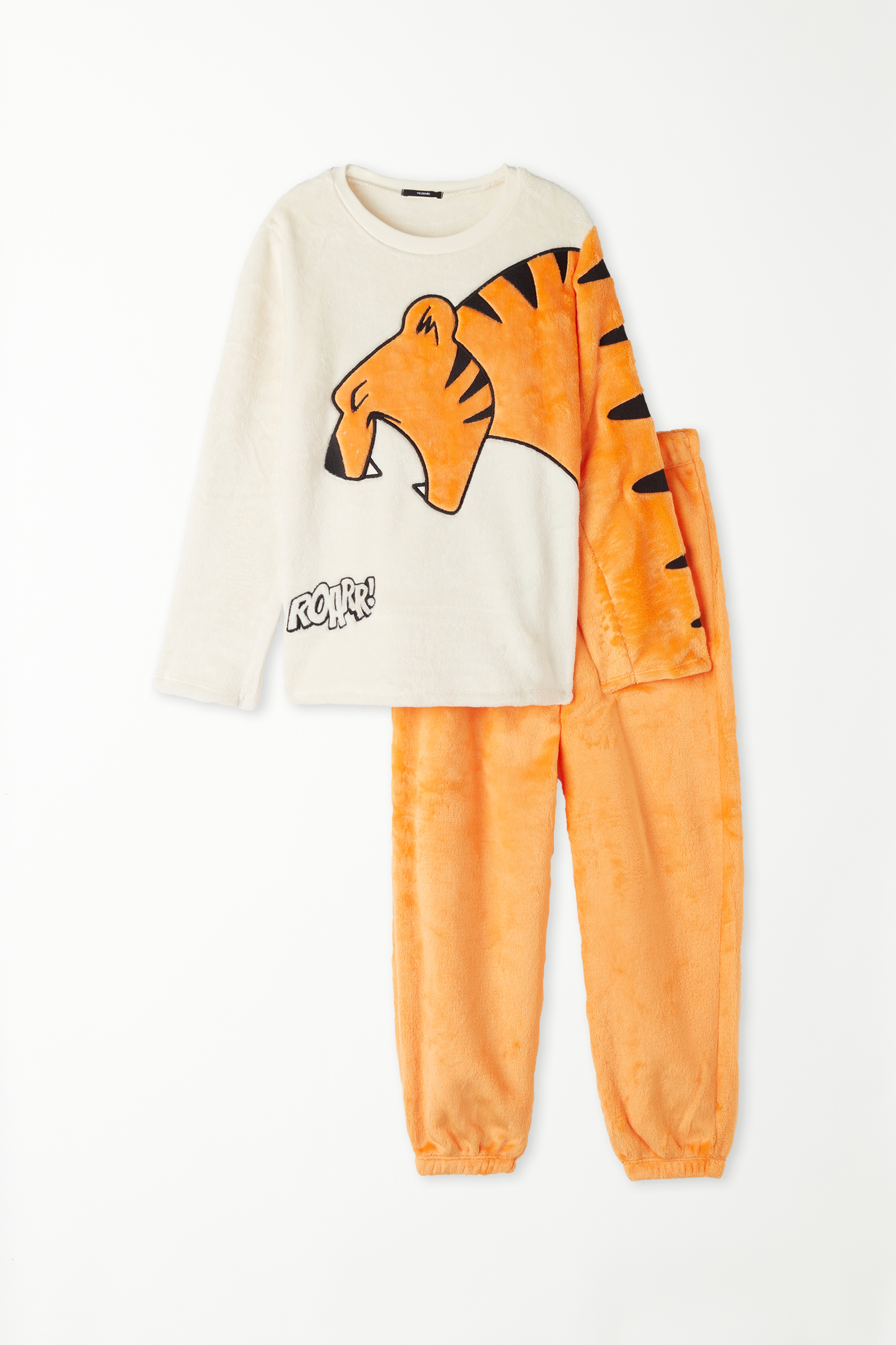 Dlhé Flaušové Pyžamo s Tigrovaným Vzorom