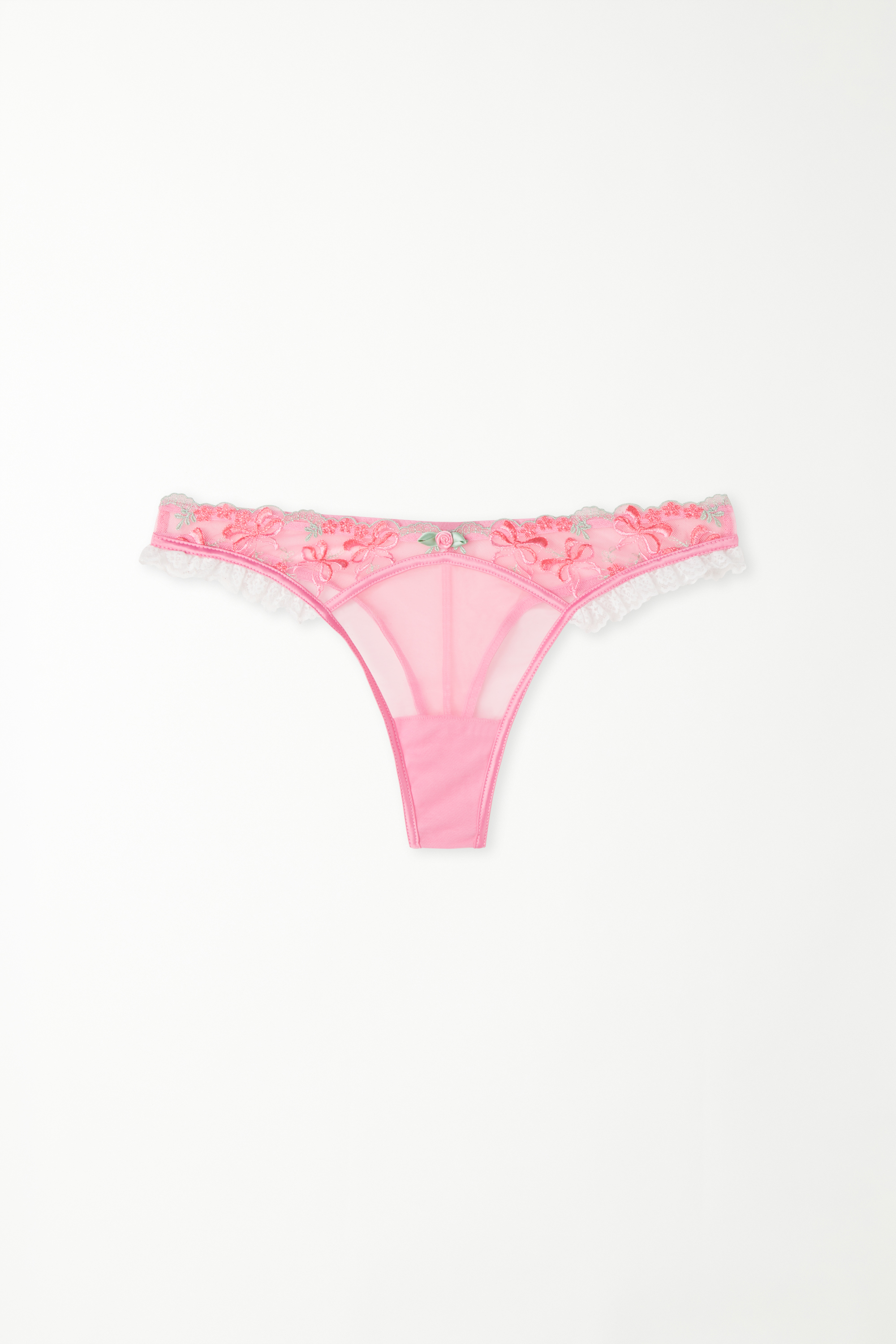 Pink Candy Lace High-Leg Brazilian Panties