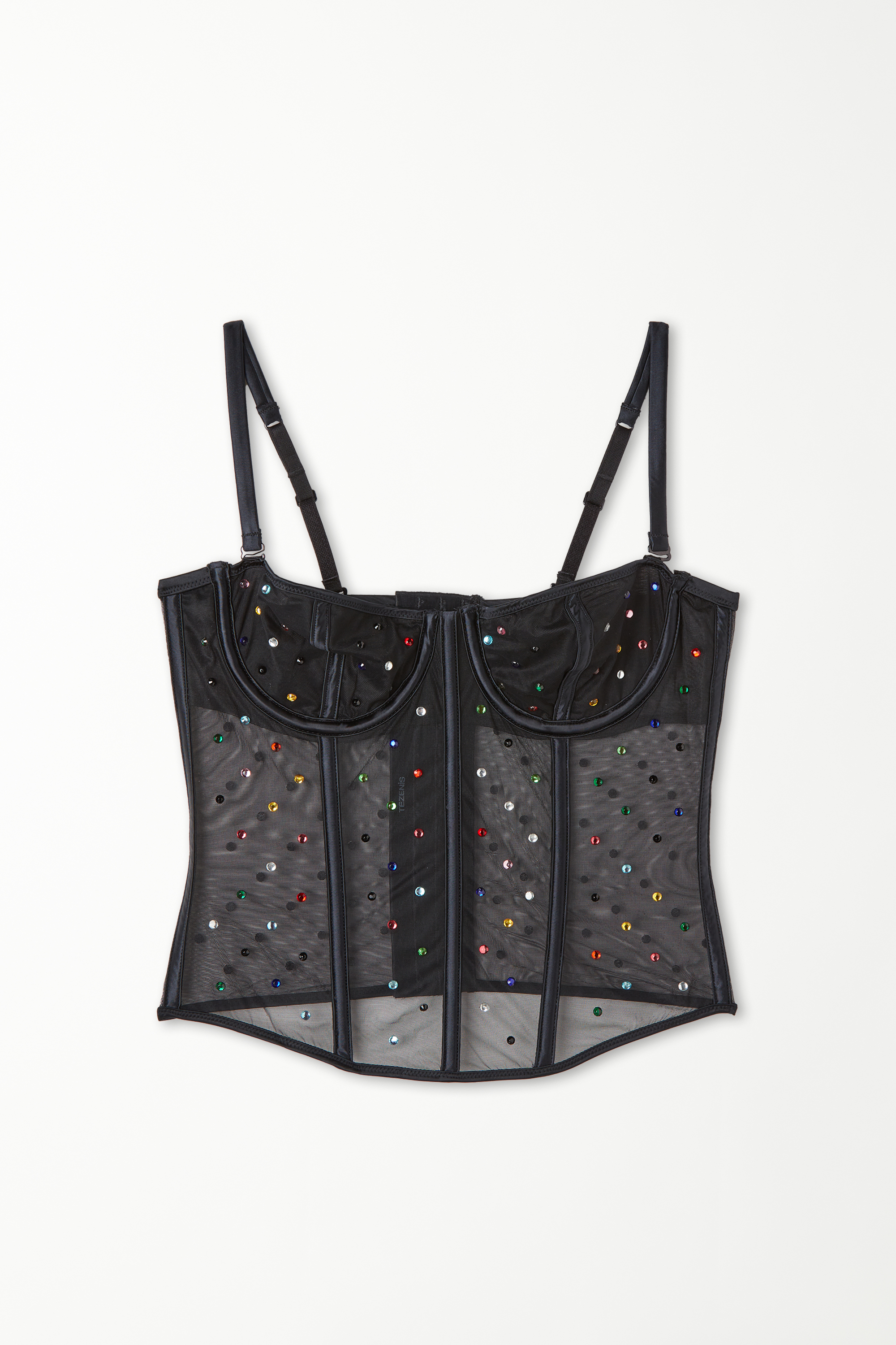 Limited Edition Balconette Bra Top with Colored Rhinestones