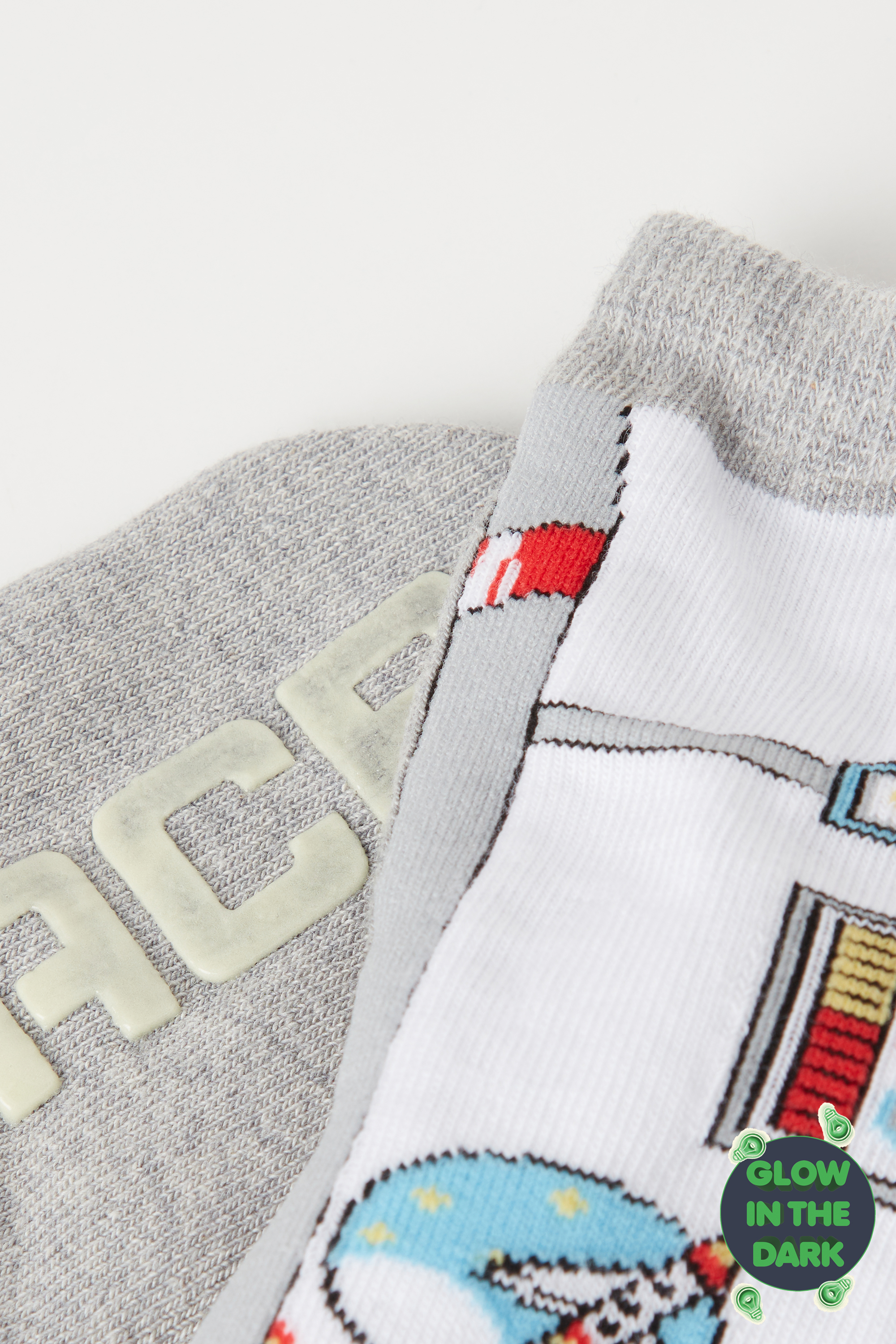 Kids’ Luminescent Short Non-Slip Socks with Astronaut Print