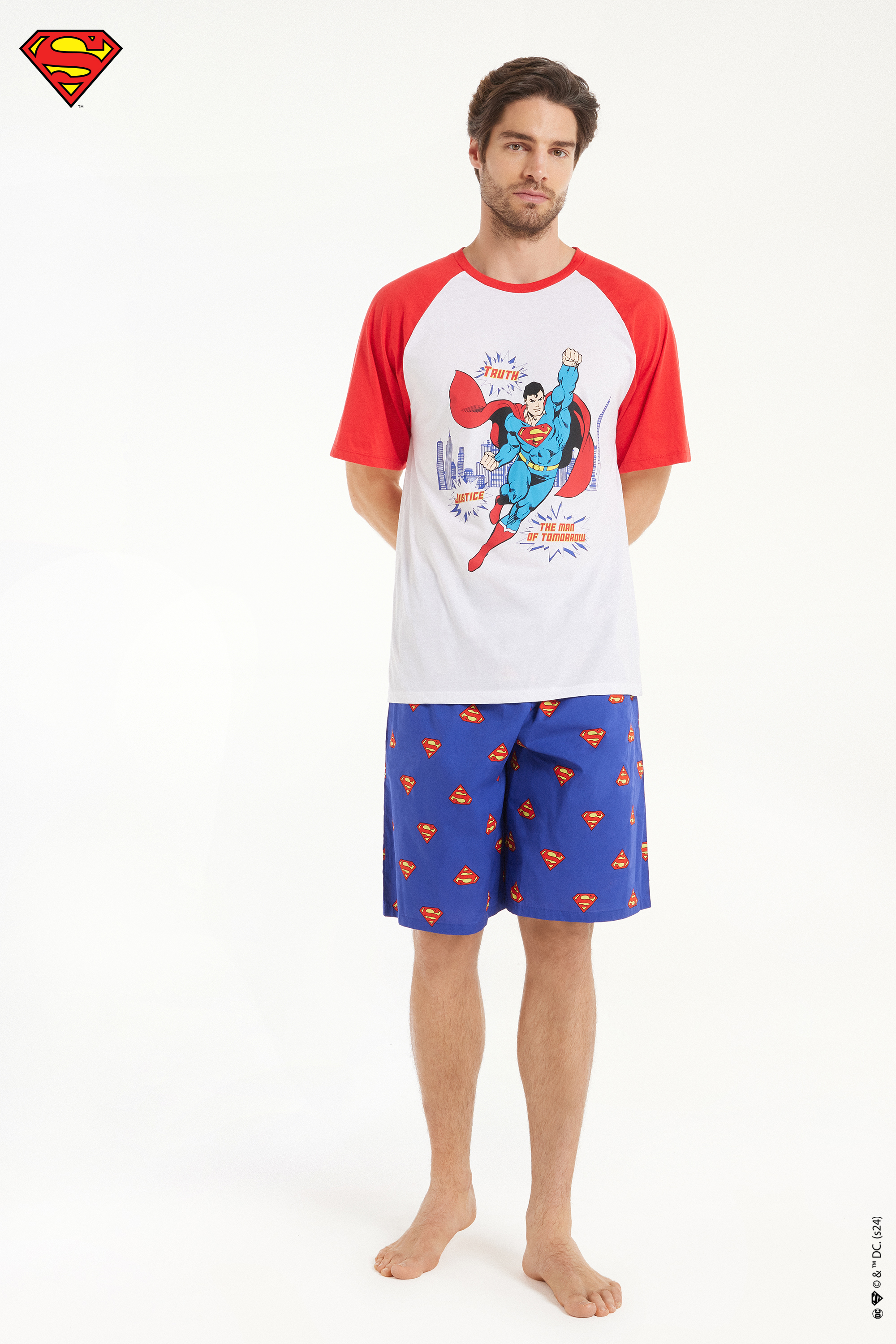 Cotton Short Pyjamas with Superman Print