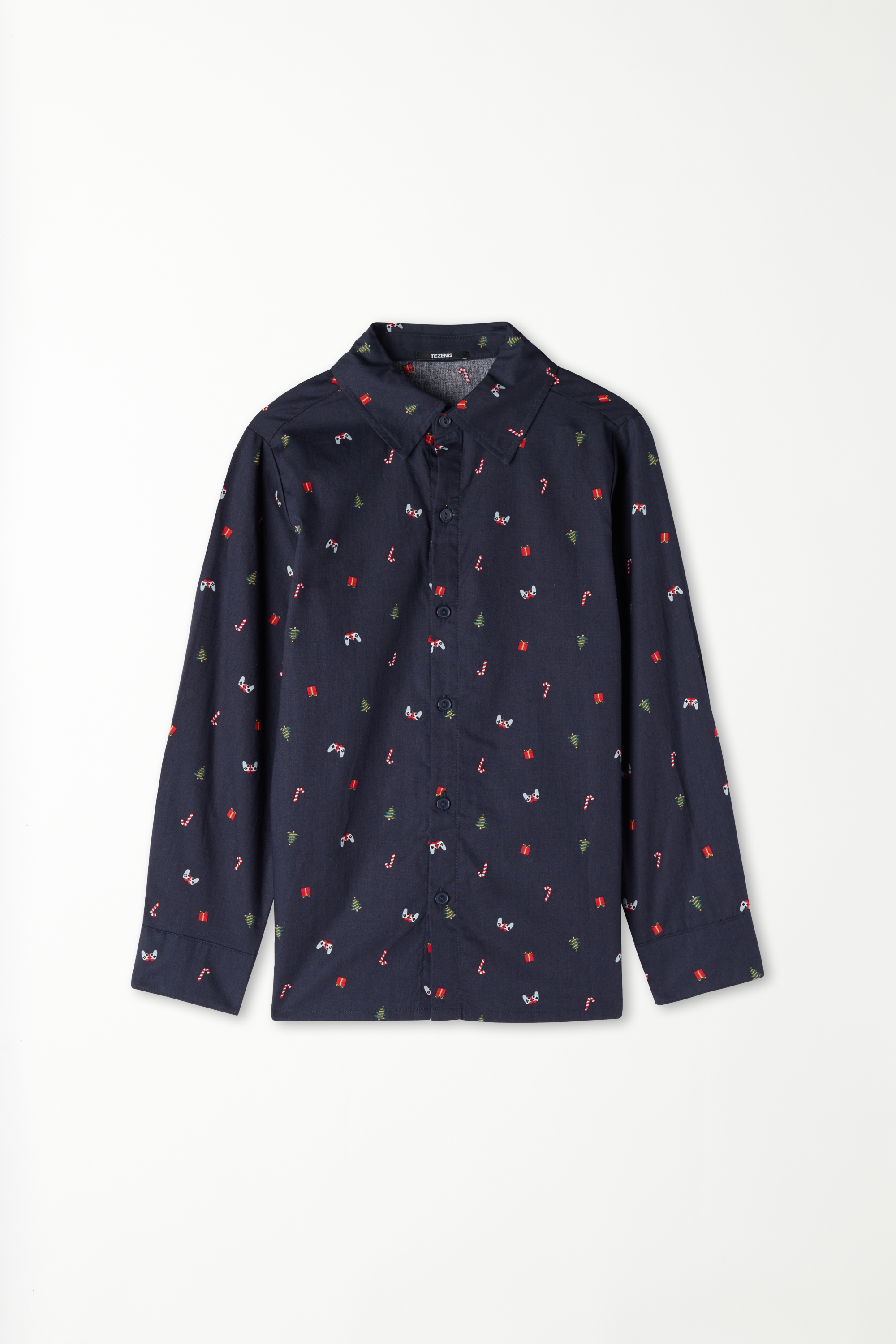 Boys’ Long Sleeve Printed Cotton Canvas Shirt