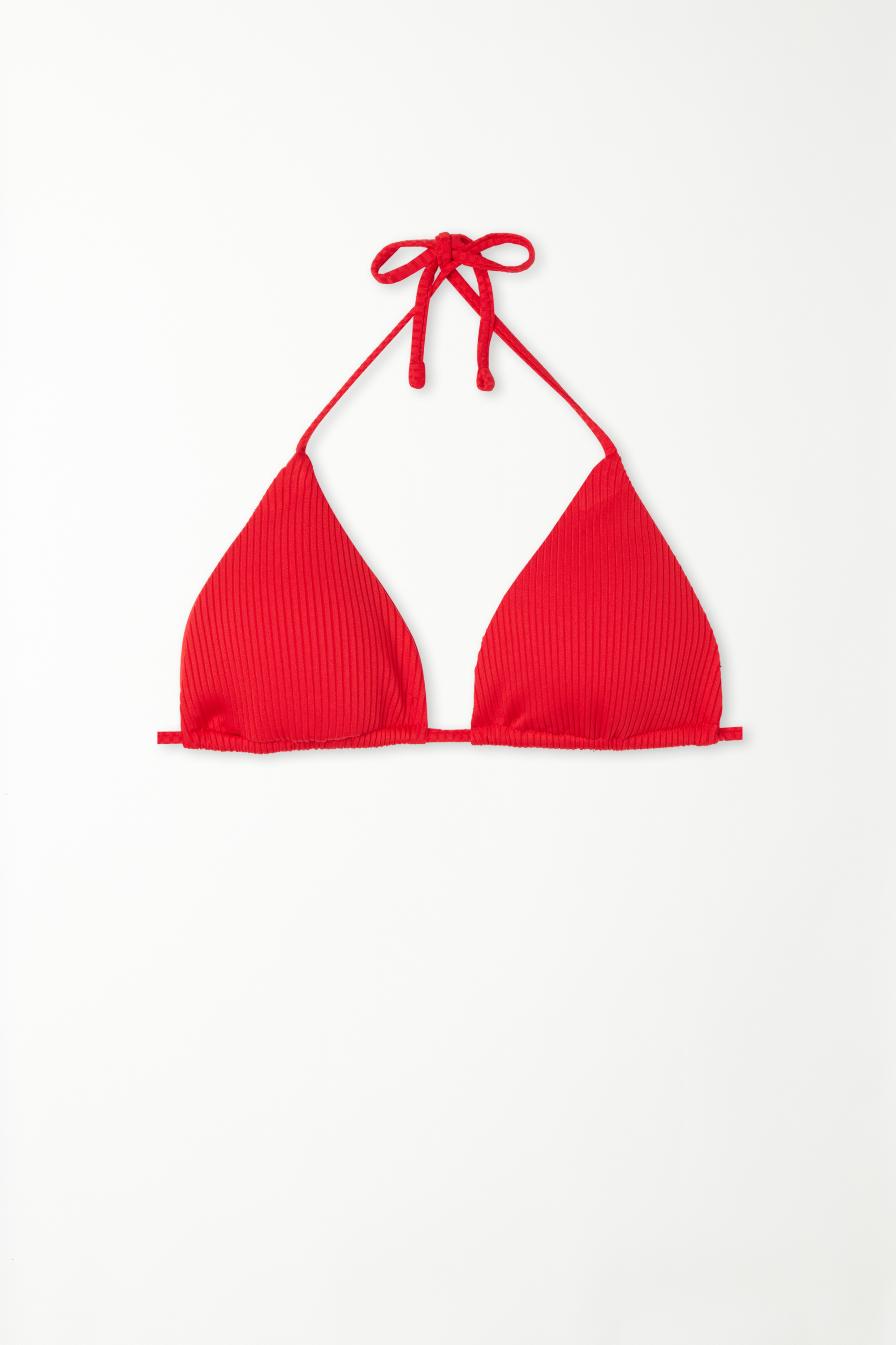 Recycled Ribbed Microfibre Triangle Bikini Top with Removable Cups