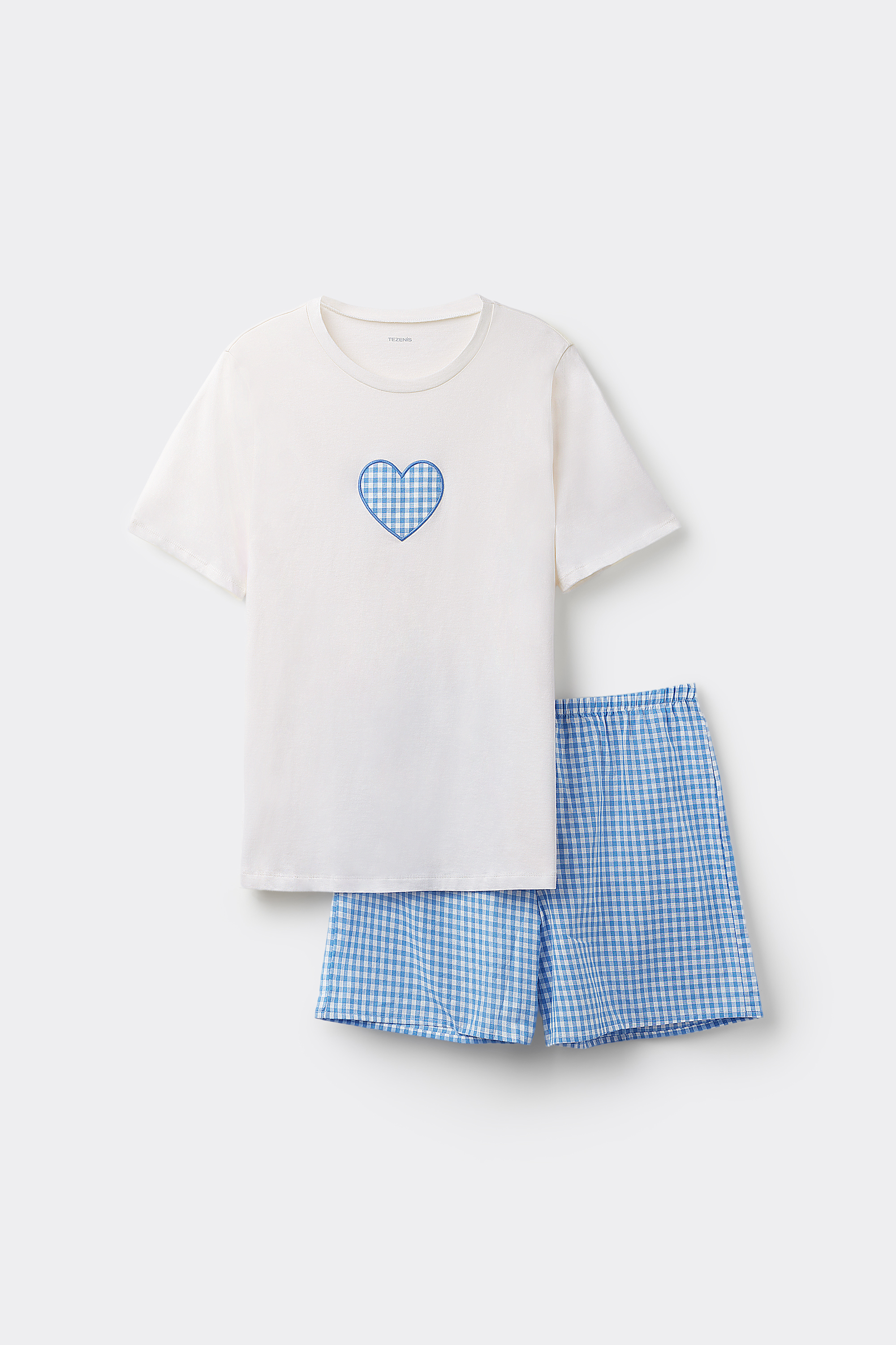 Short Cotton Gingham Heart Pajamas