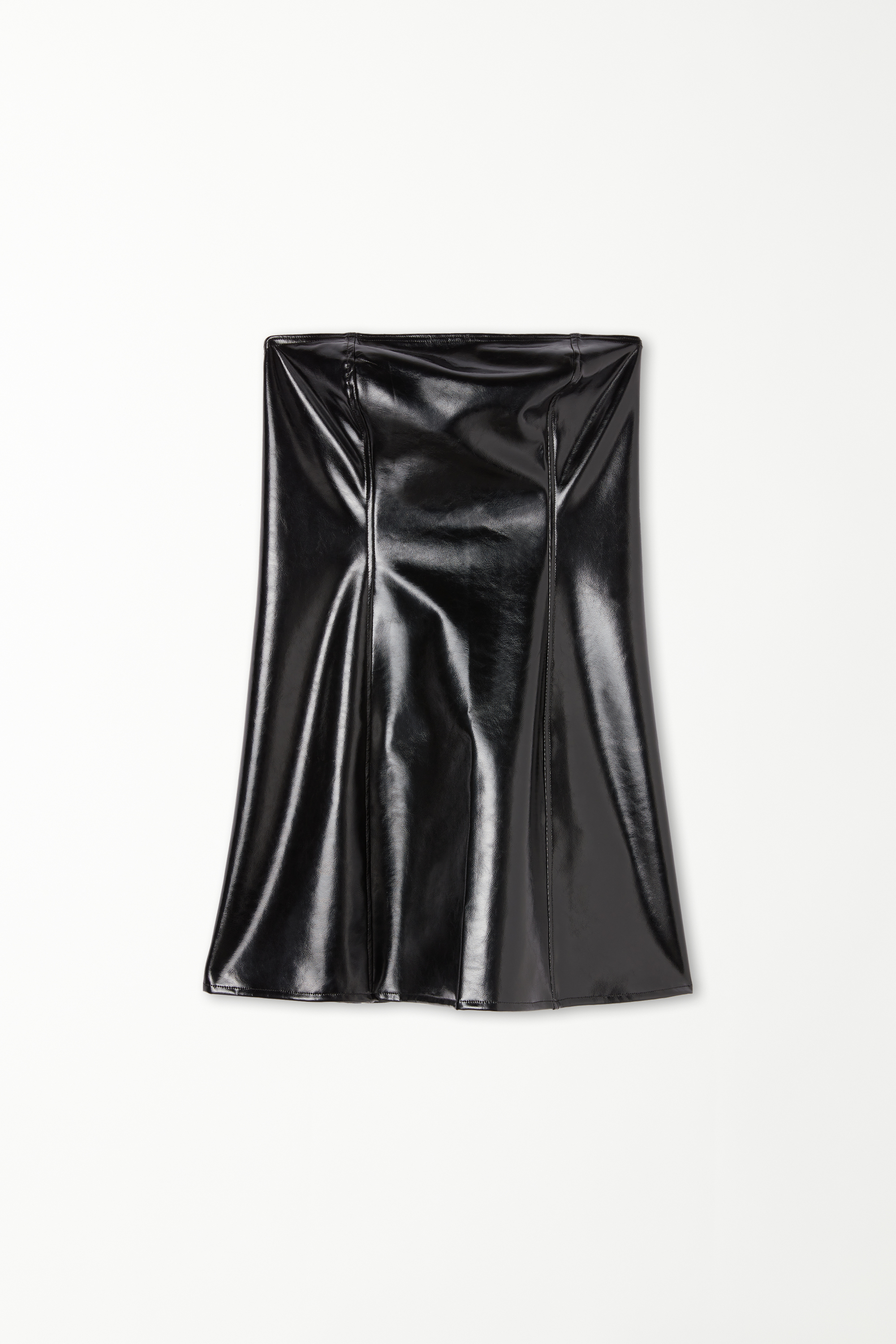 Hammered-Effect Vinyl Strapless Mini Dress