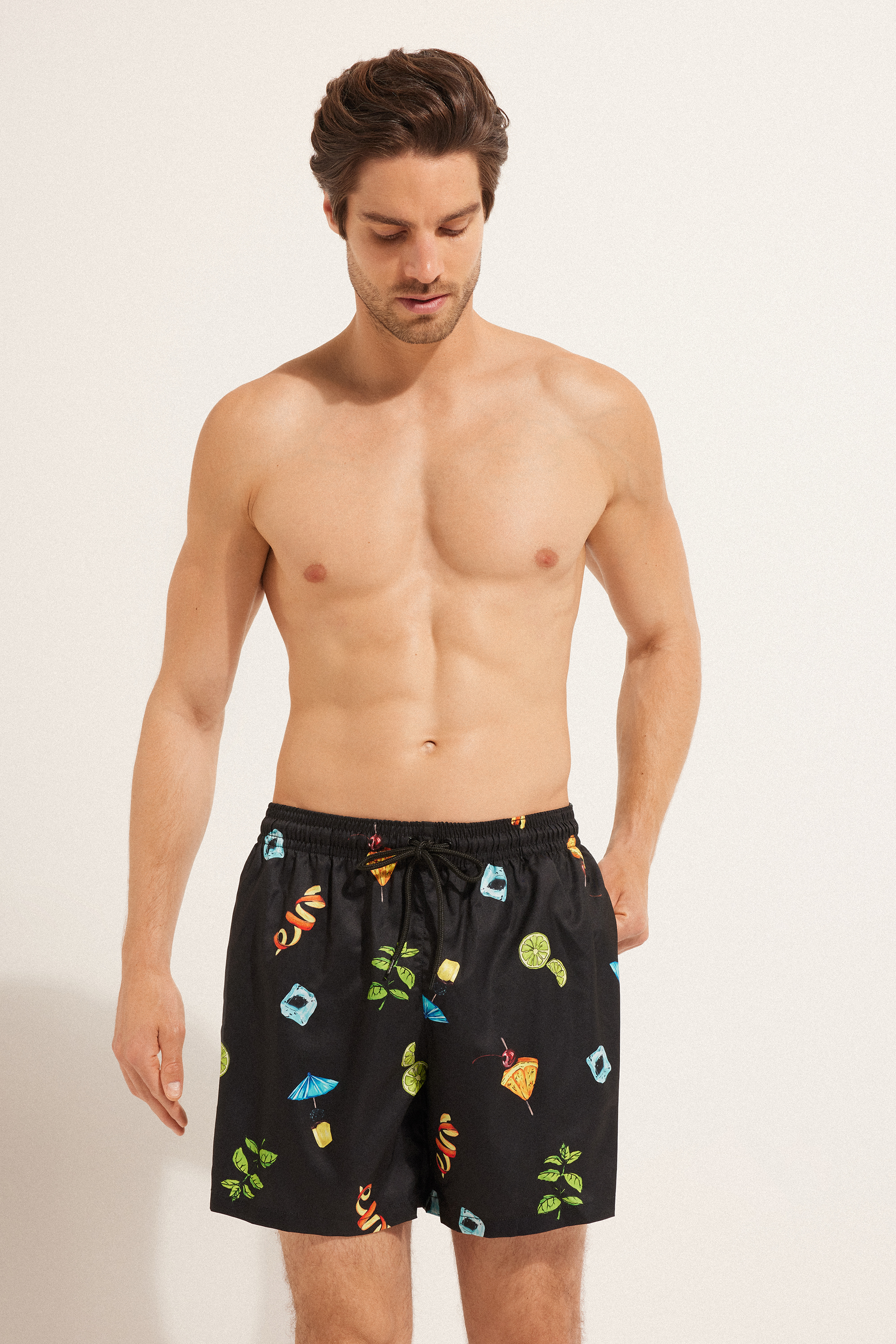 Calções de Banho Boxers Básicos Estampados