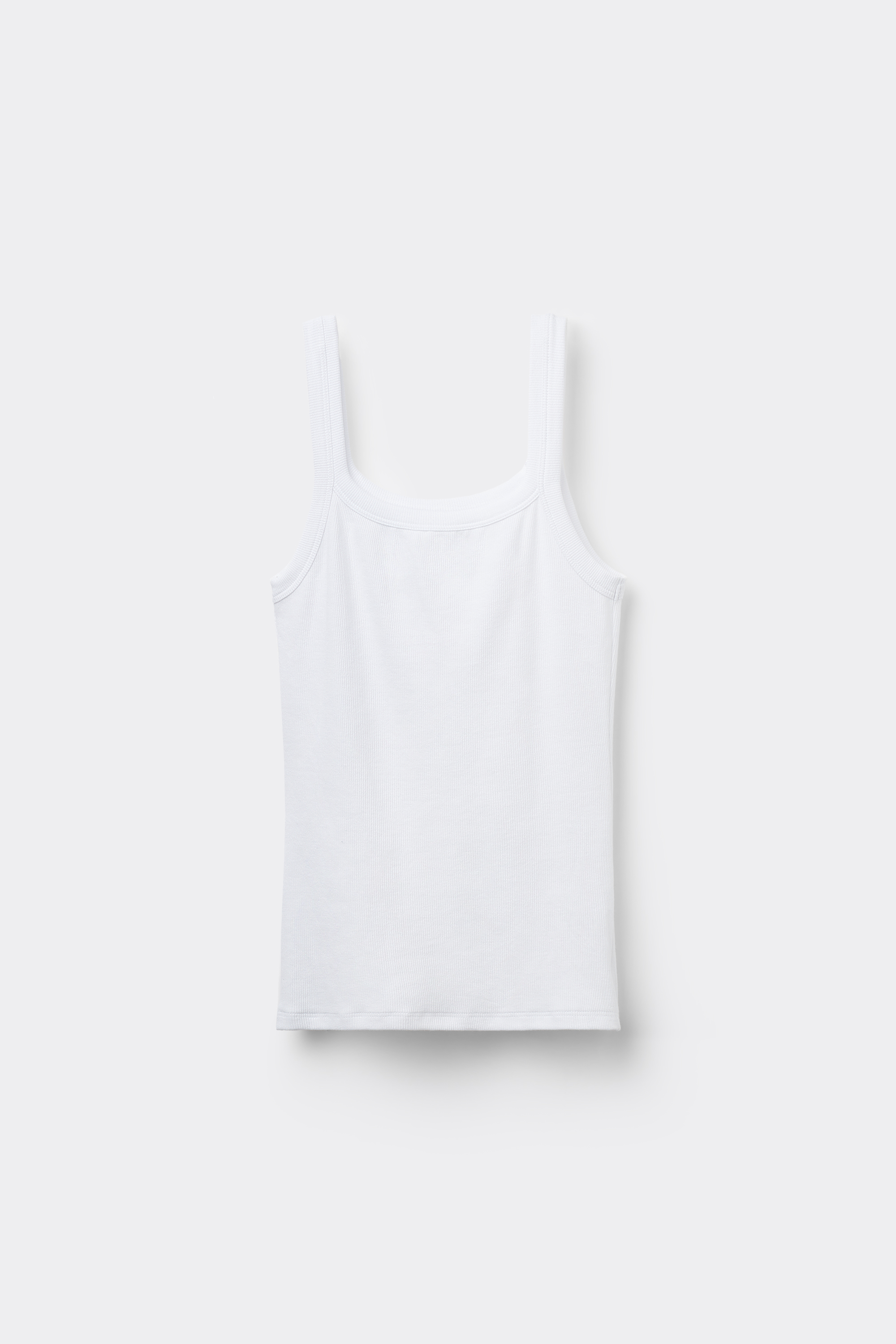 Camiseta de Tirantes con Escote Cuadrado de Canalé de Algodón