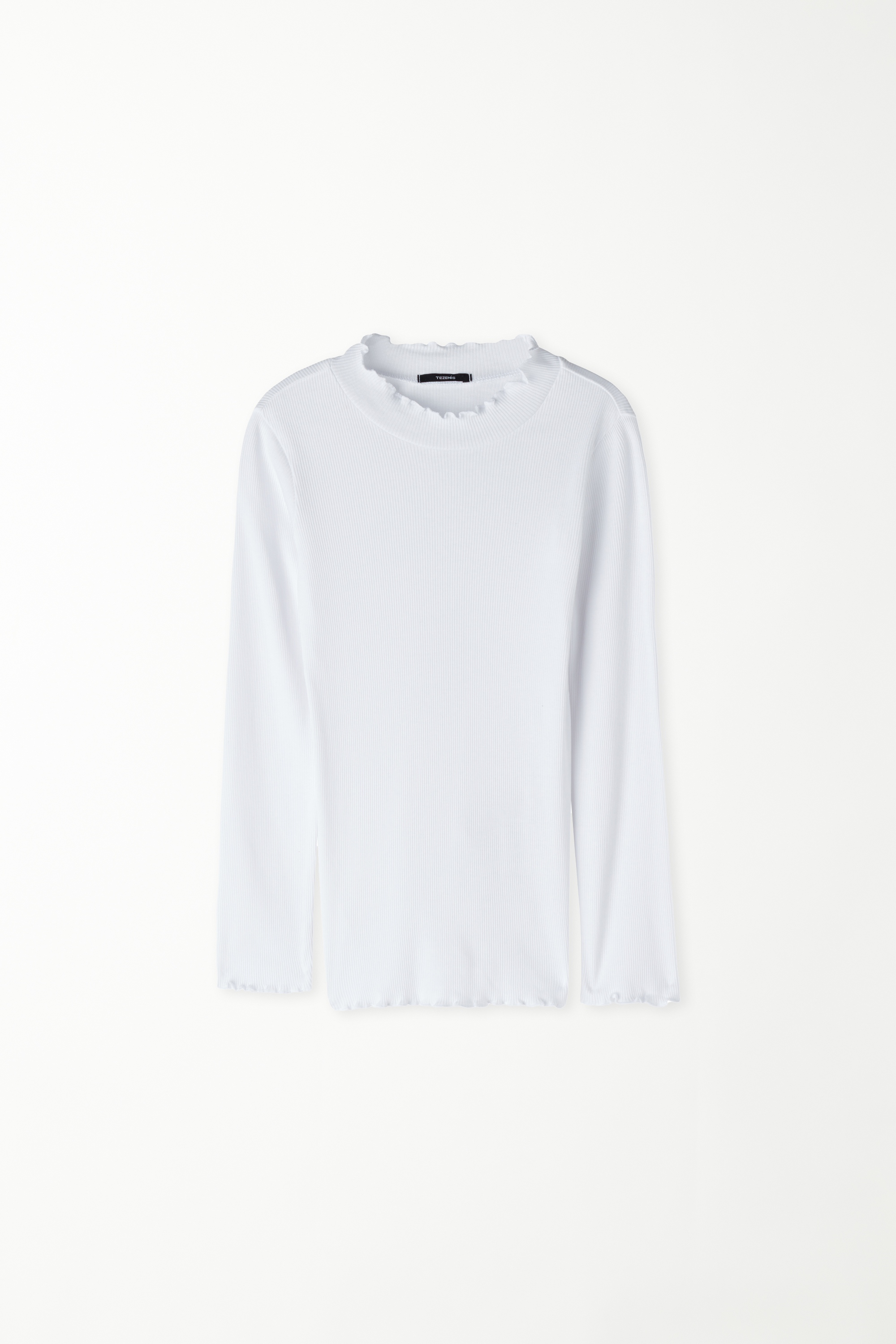 Girls’ Long Sleeve Ribbed Top with Rolled Hem