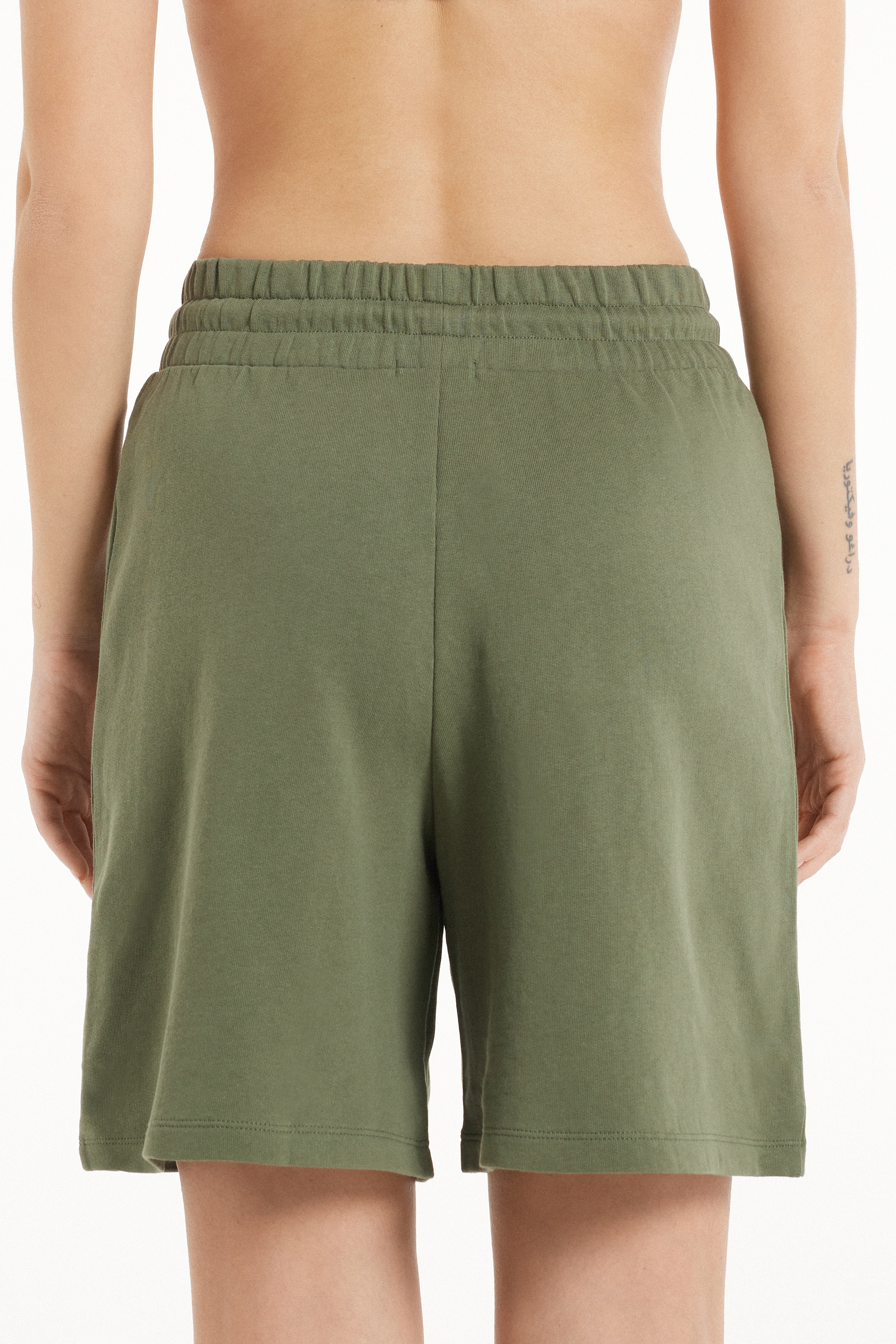 Cotton Fleece Bermuda Shorts with Drawstring