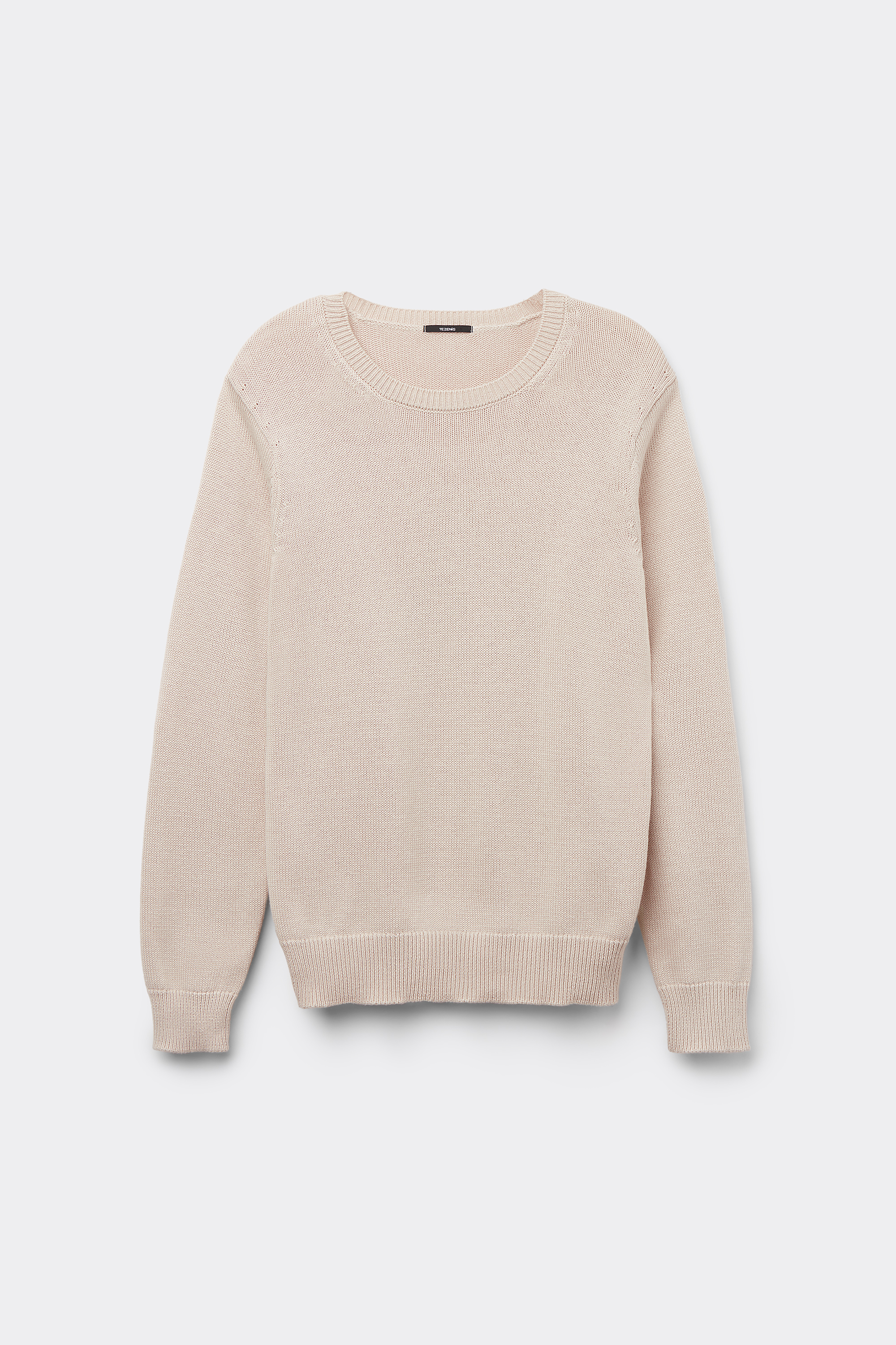 Drop-Stitch Cotton Oversized Long Sleeve Crewneck Sweater