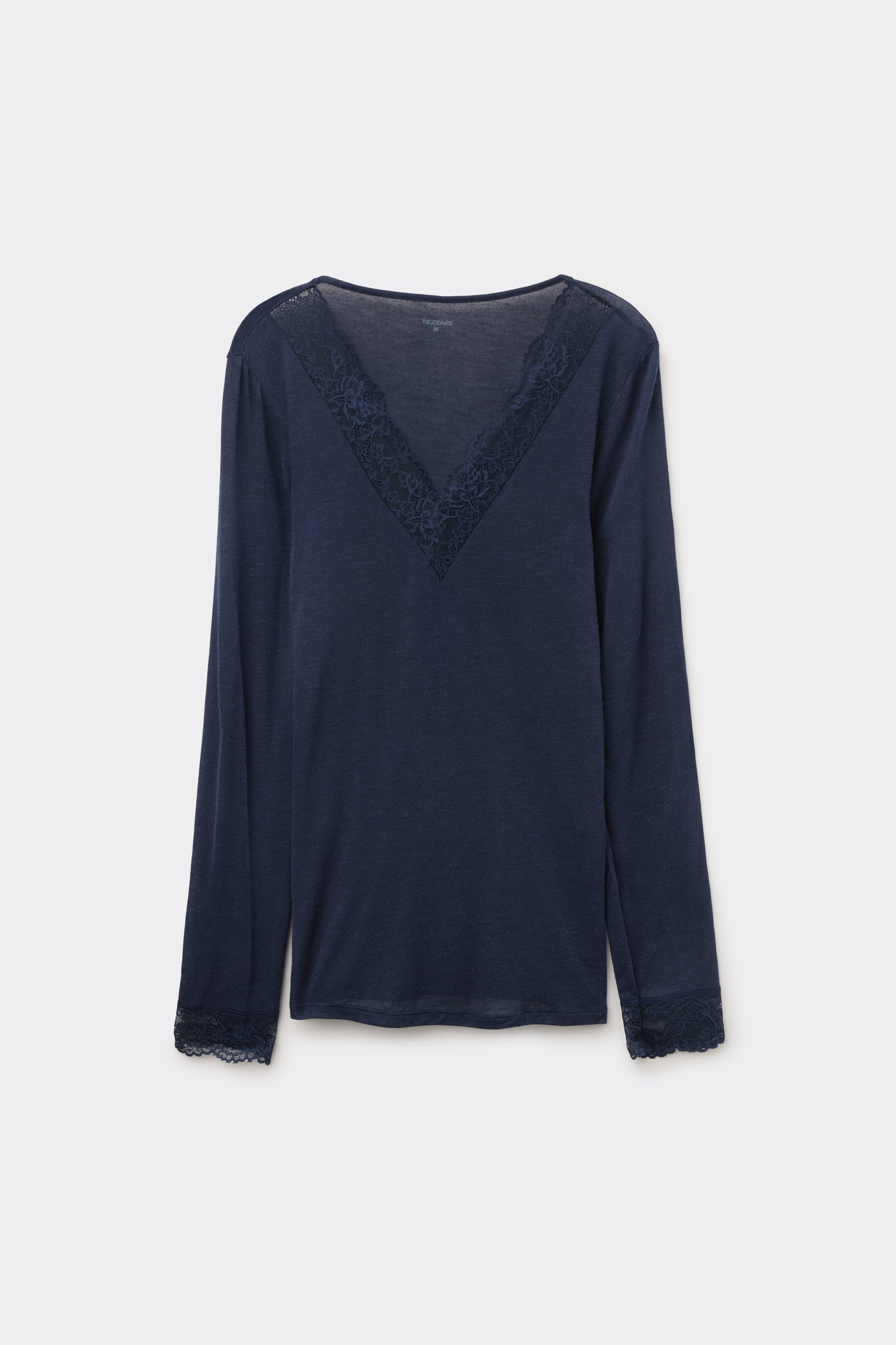 Pull ultra-l&eacute;ger Encolure en V Dentelle et Laine M&eacute;rinos