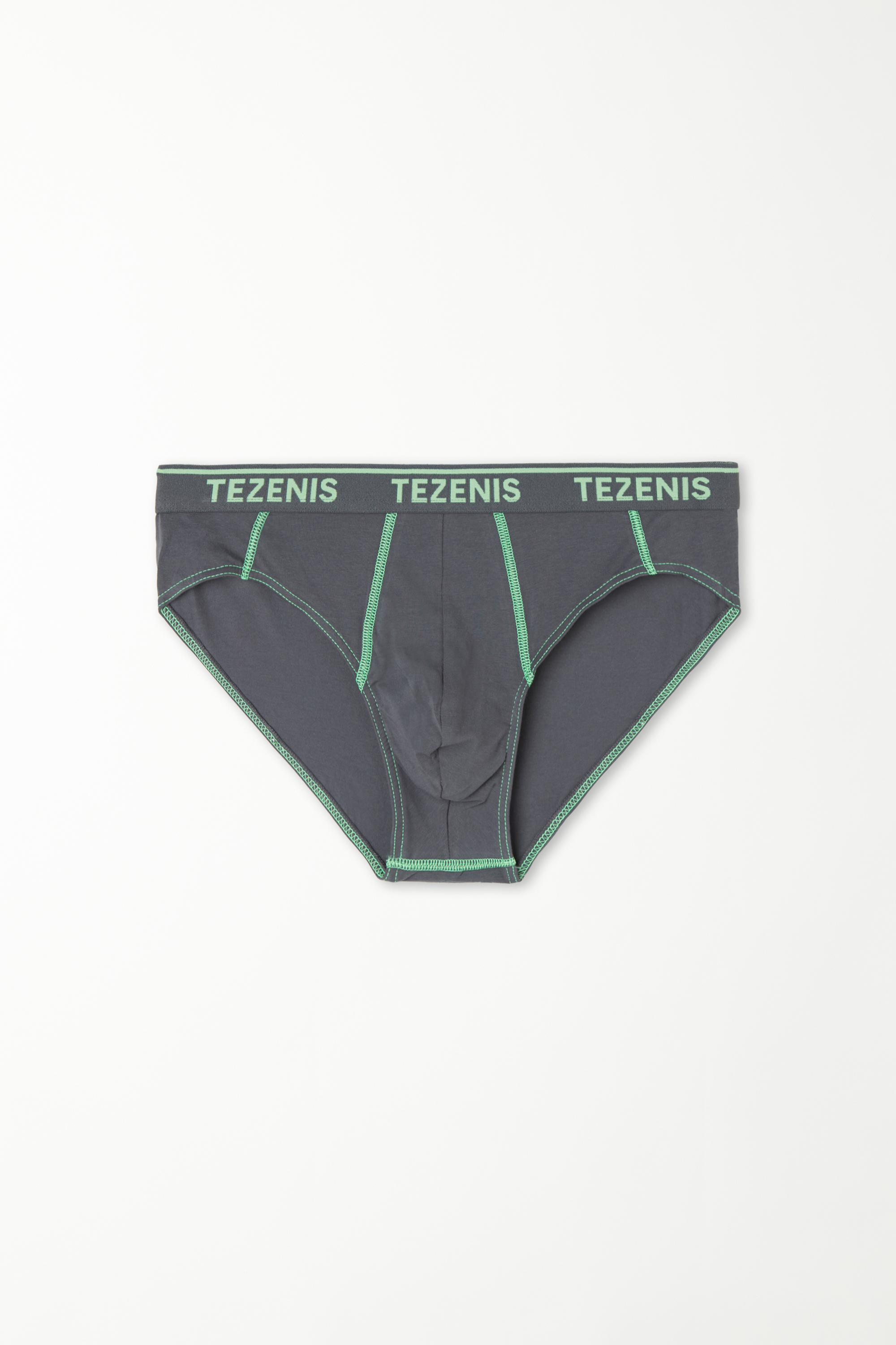 Cotton Briefs with Contrasting Seams and Logo