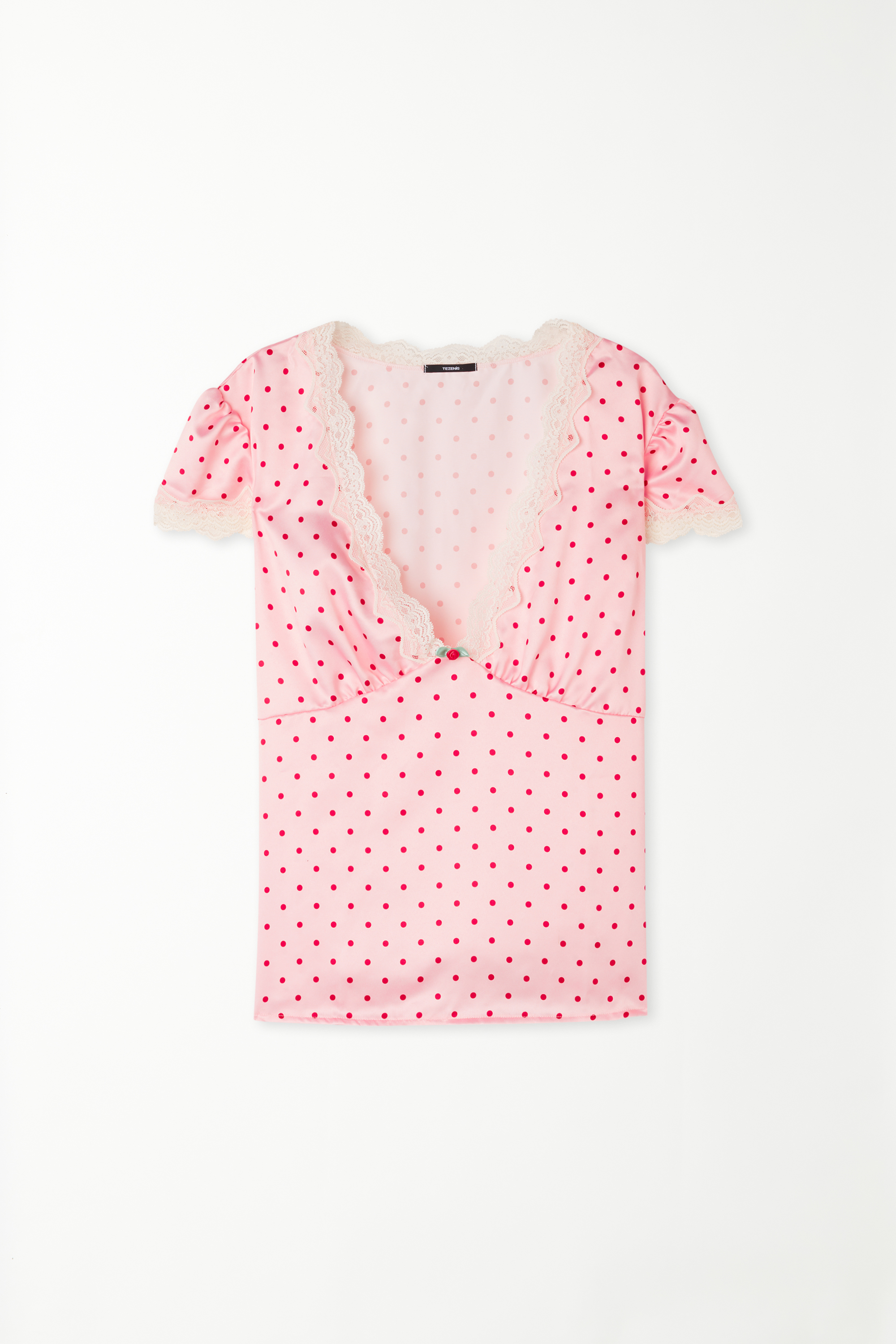 Maglia Mezza Manica in Raso Pois e Pizzo