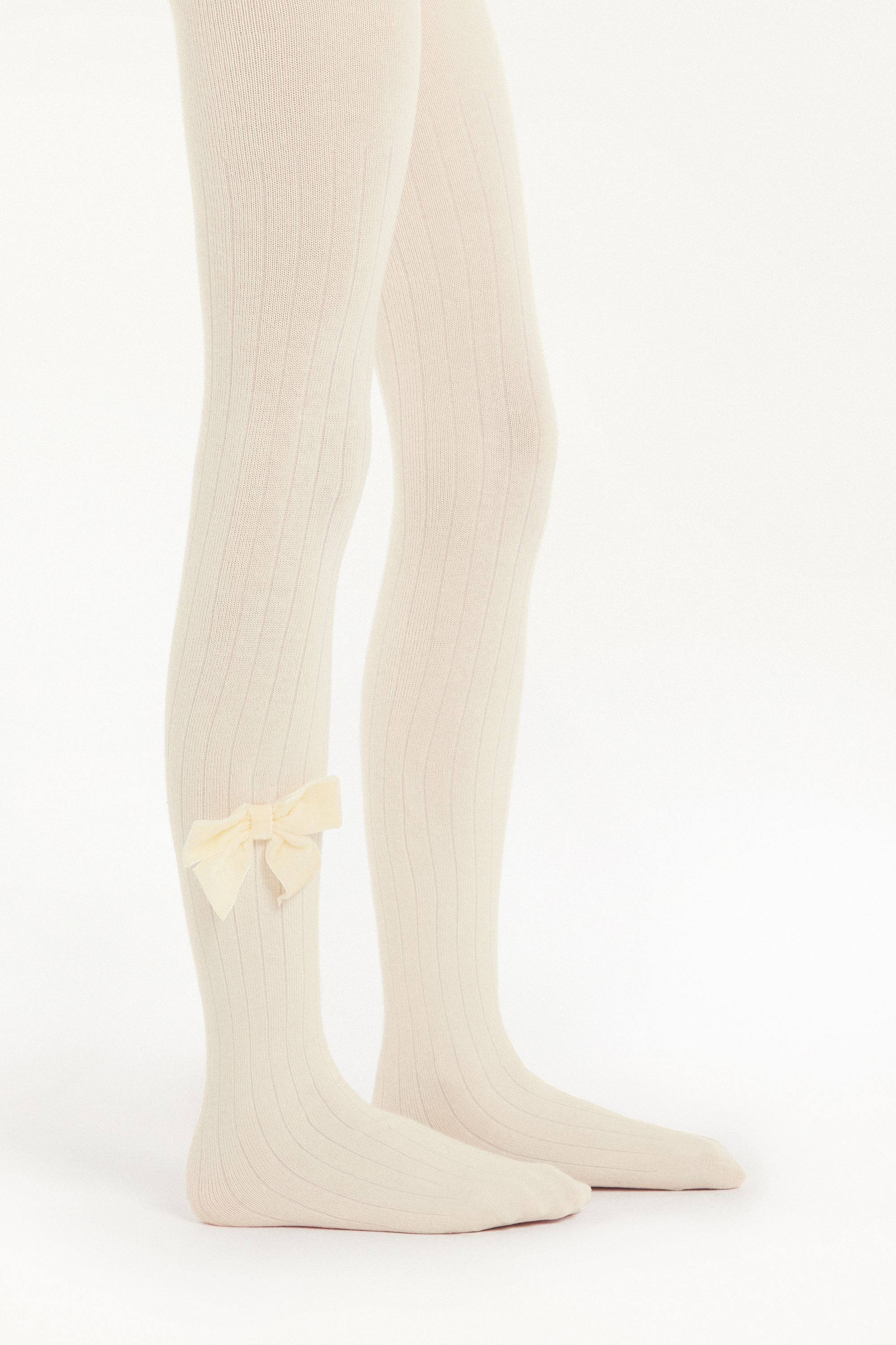 Mädchenstrumpfhose aus Baumwolle mit Schleife