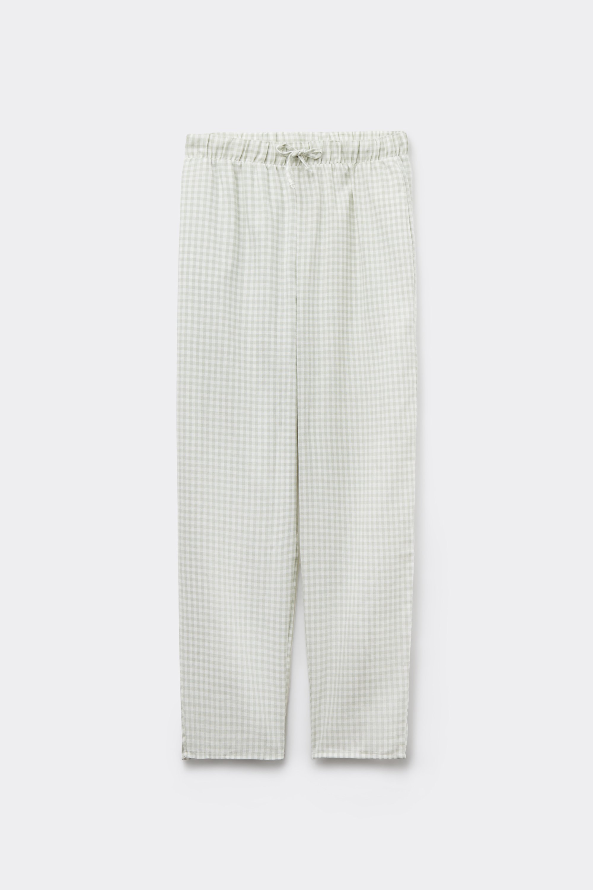Full Length Plain-Weave Cotton Pants with Drawstring