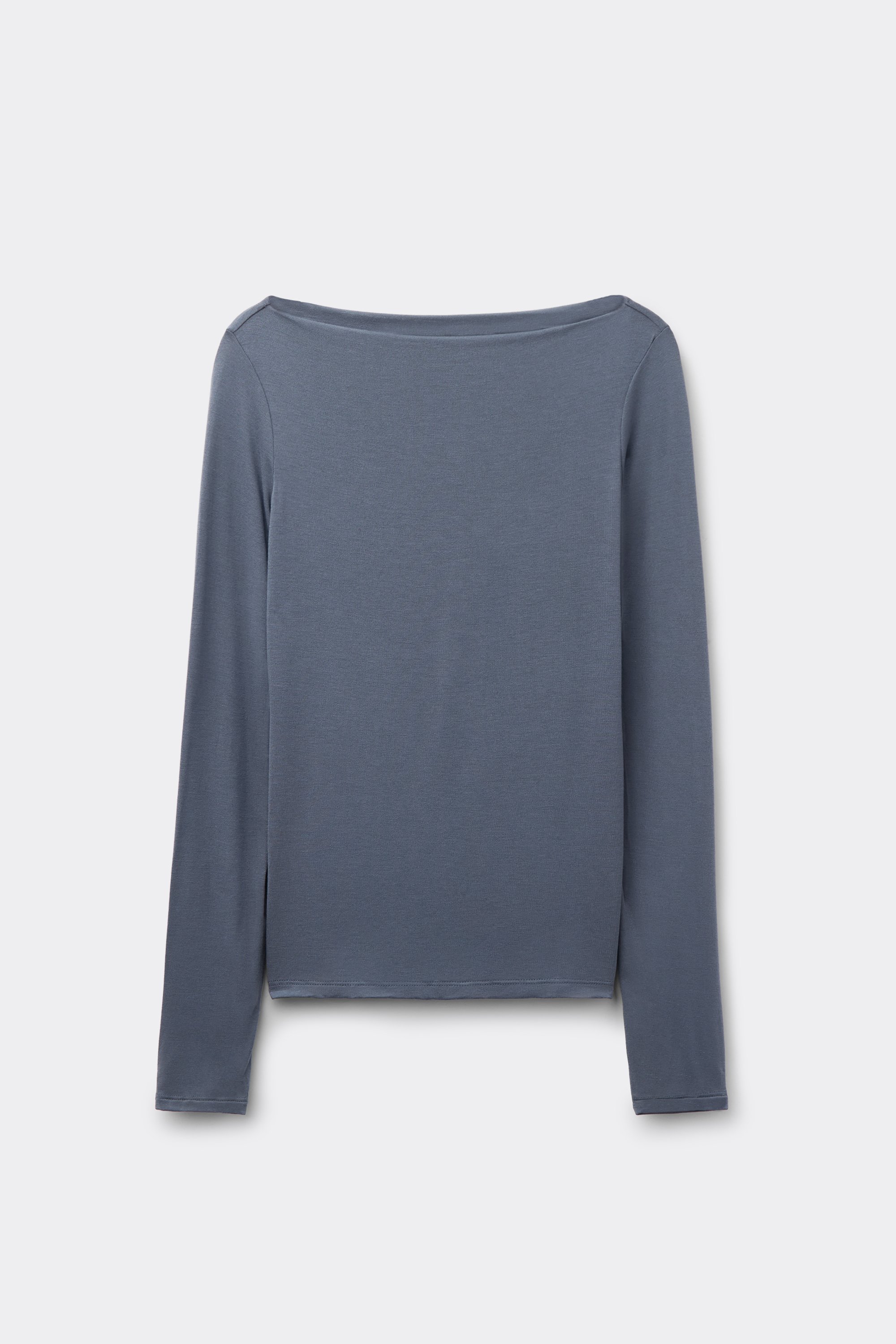 Long-Sleeved Viscose Boat-Neck Top
