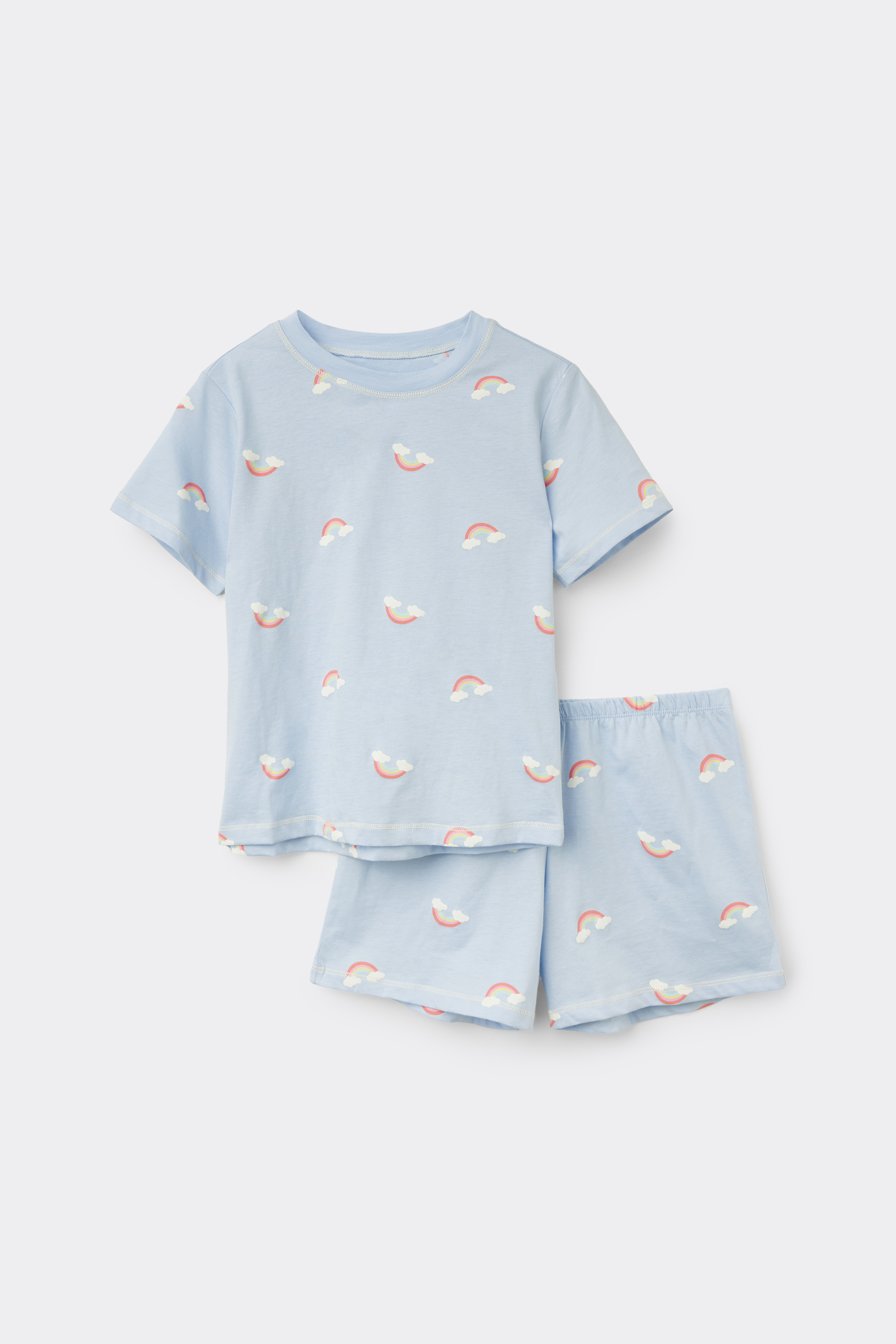 Pijama Corto Algod&oacute;n Ni&ntilde;a Estampado Arco&iacute;ris
