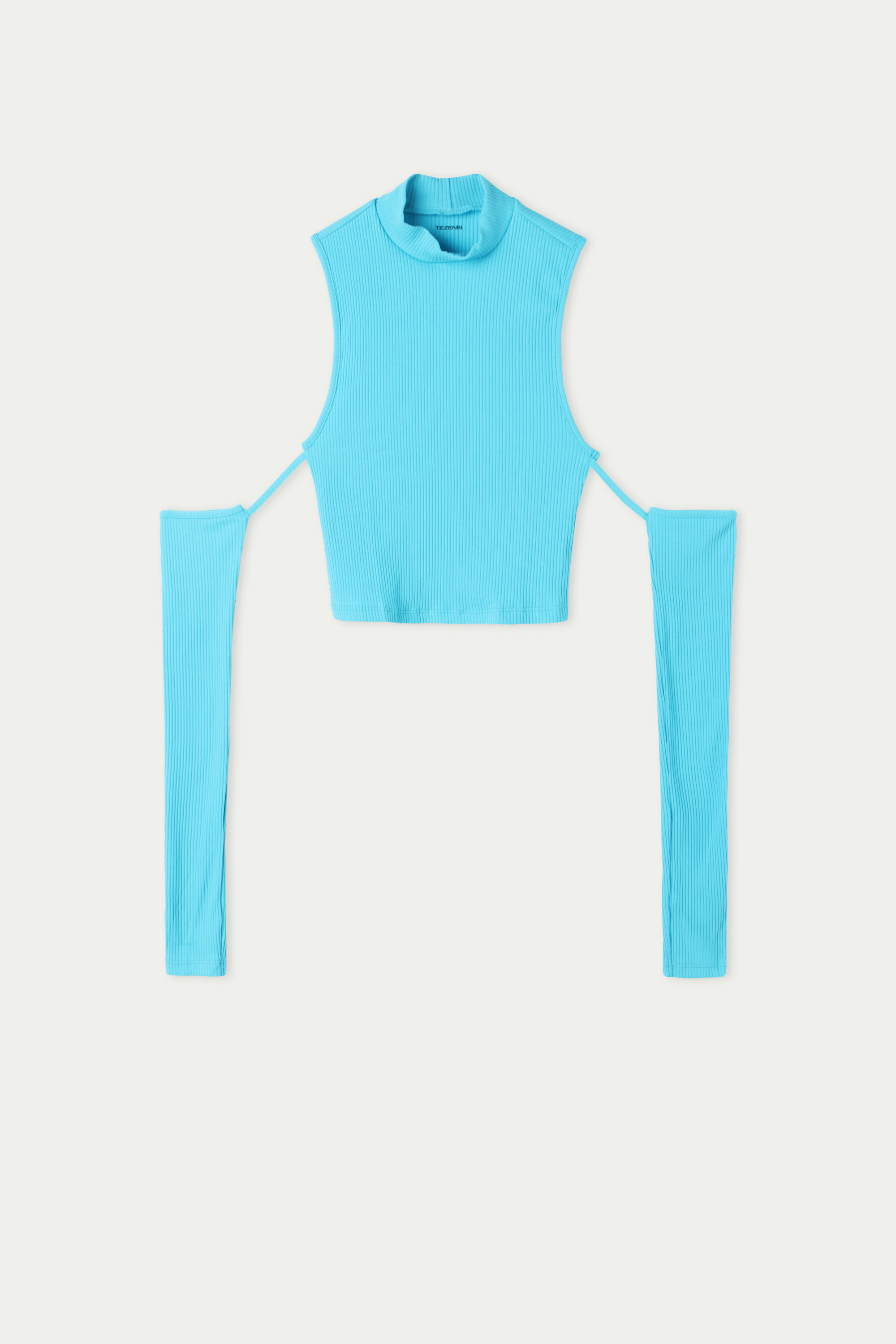 Cropped Top/Camisole with Ribbed Sleeves