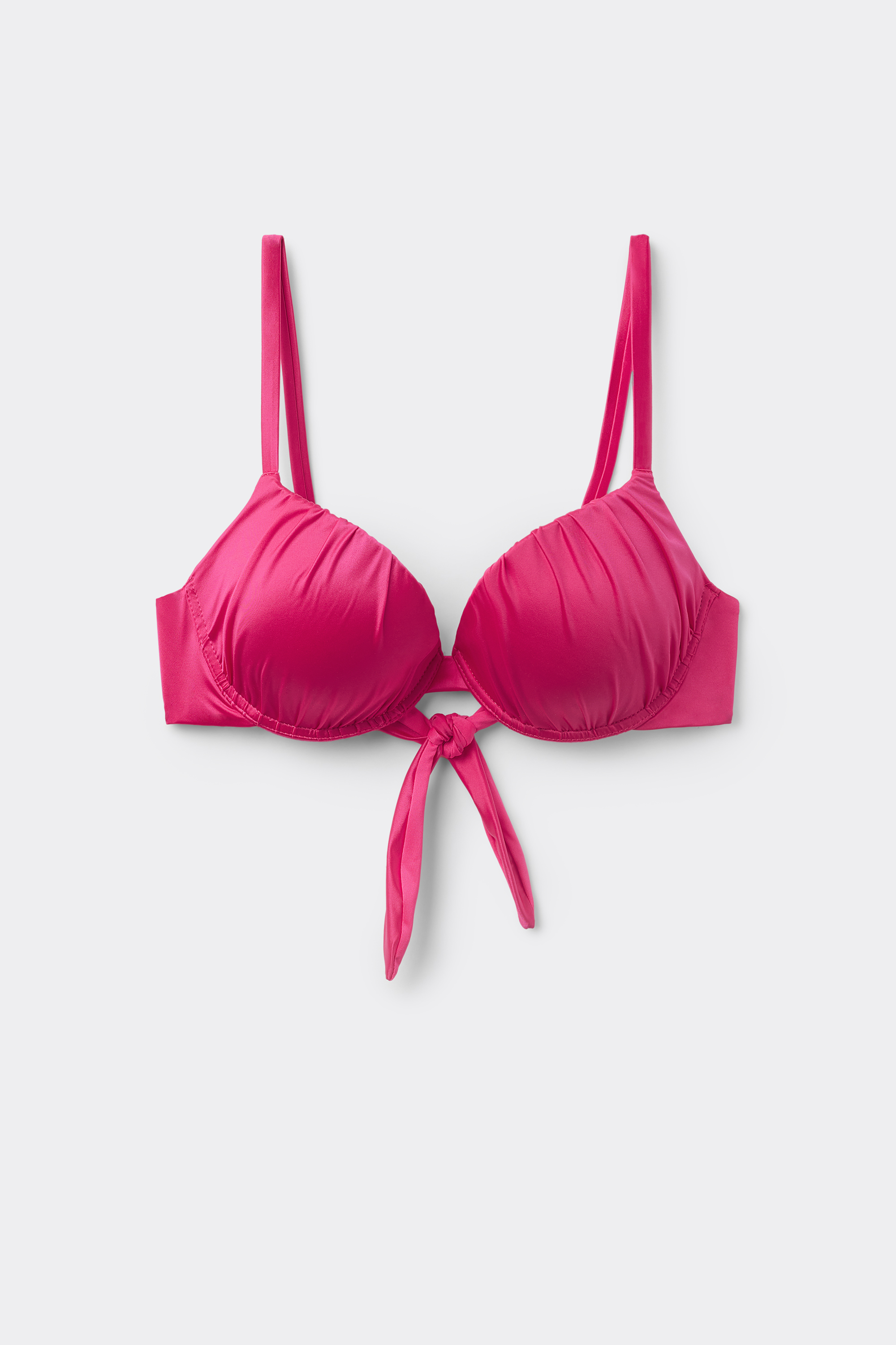 Shiny Glam Preformed Push-Up Bikini Top with Gathering