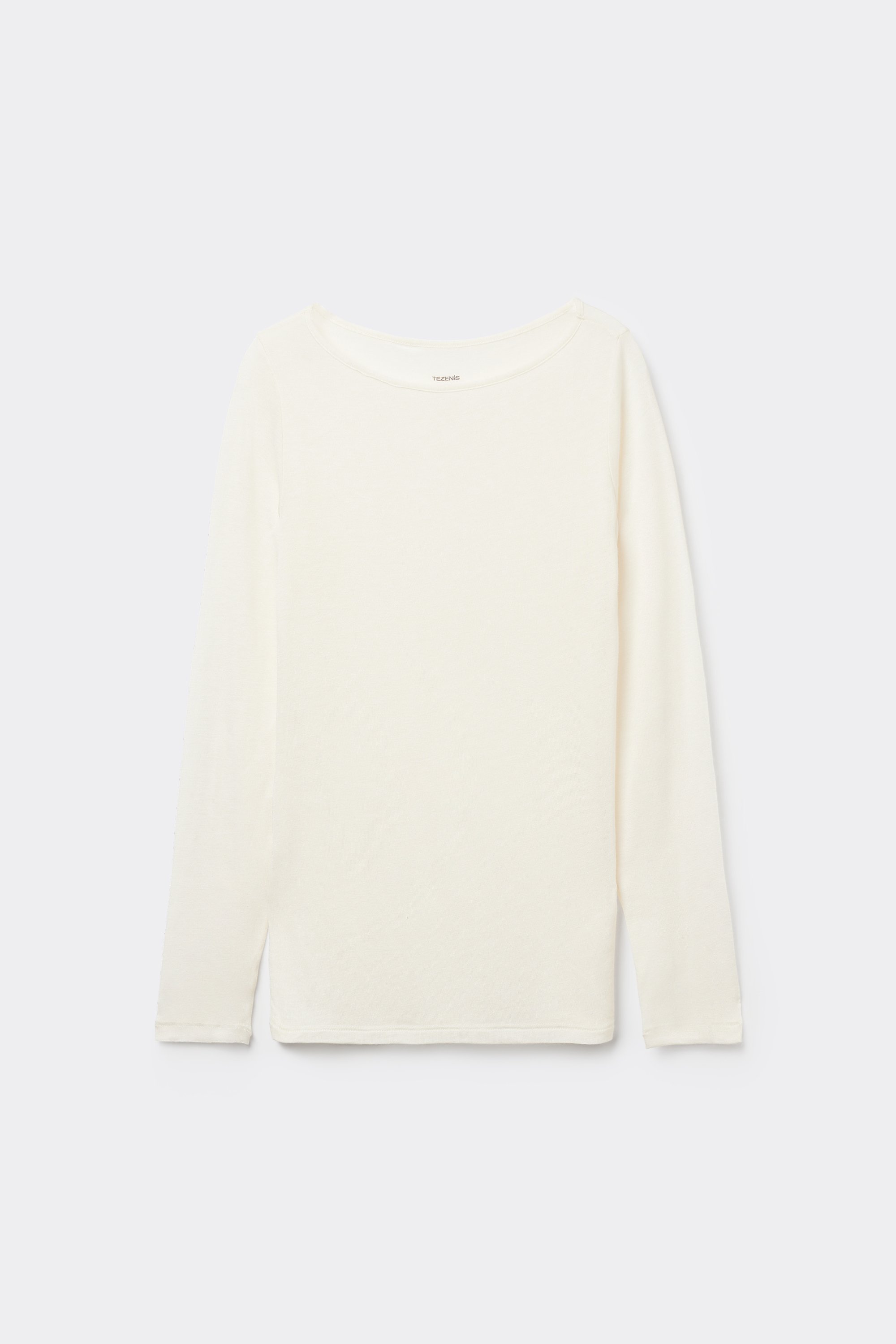 Langarmshirt mit U-Boot-Ausschnitt aus Viskose und Merinowolle
