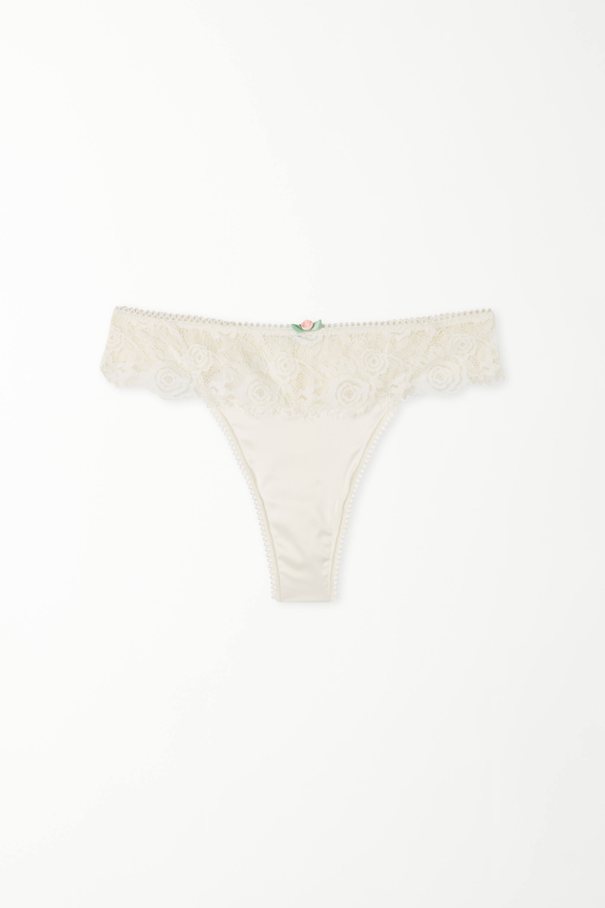 Milk Roses Lace High-Cut Thong