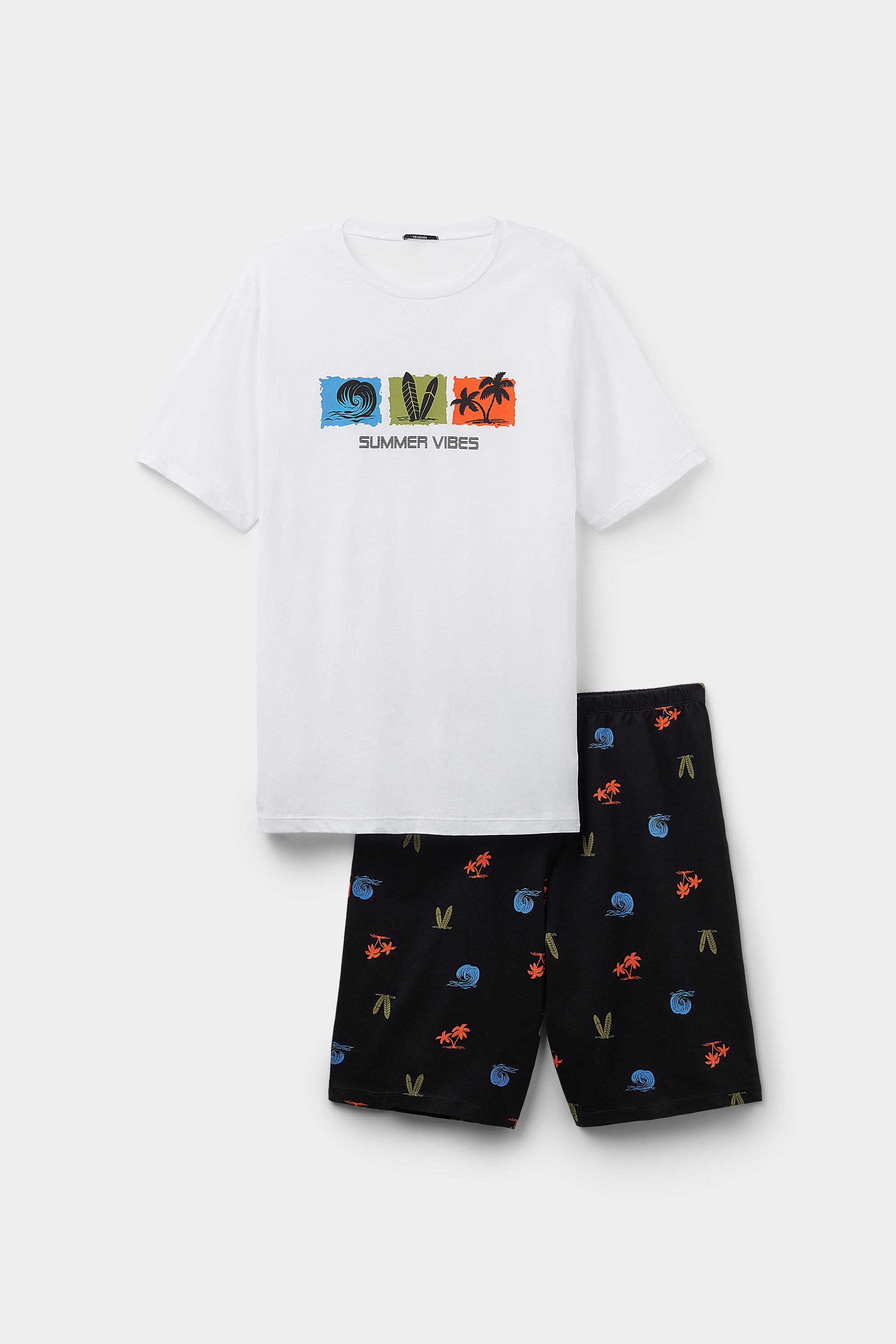 Short Cotton “Summer Vibes” Print Pajamas