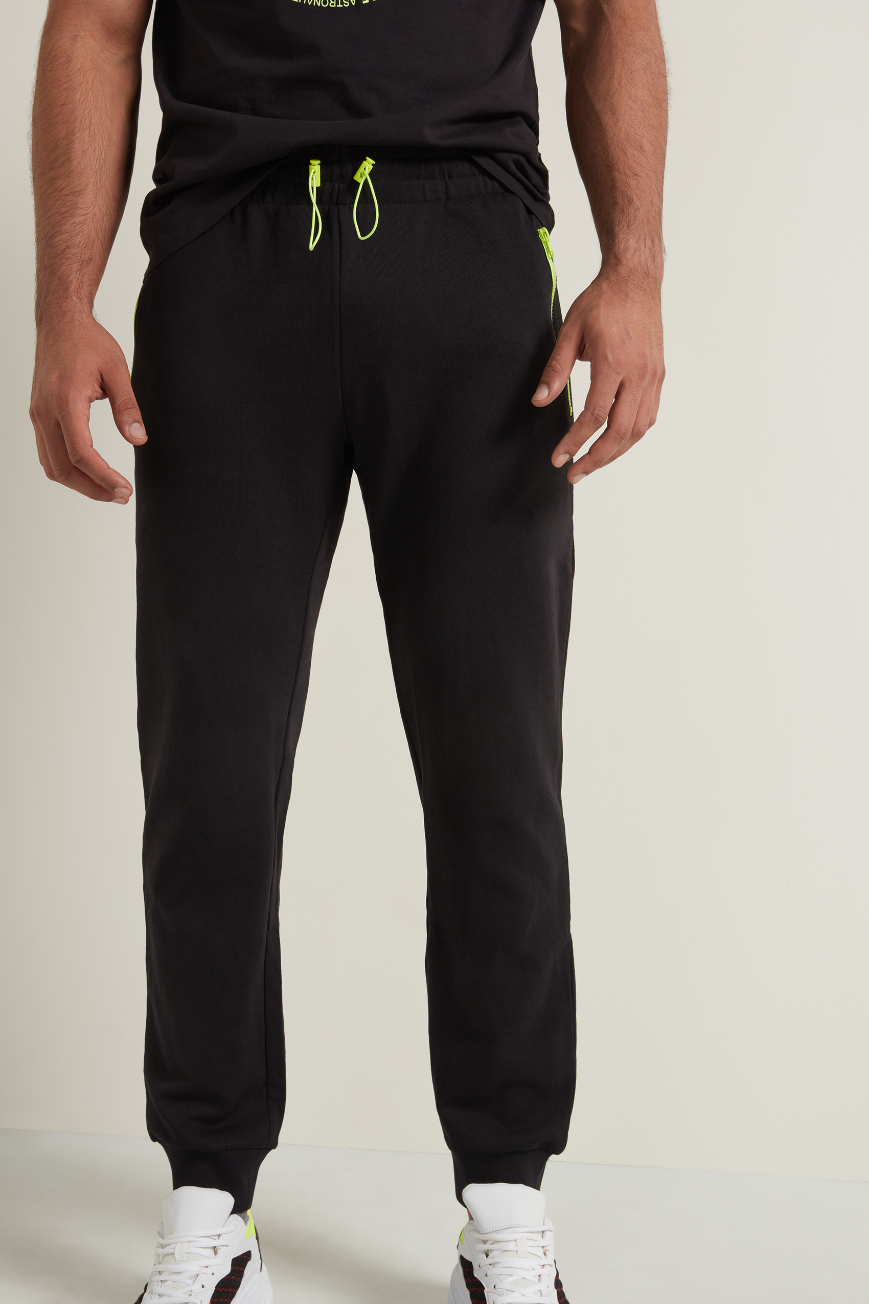 Pantaloni Lunghi in Felpa con Zip Contrasto Colore | Tezenis