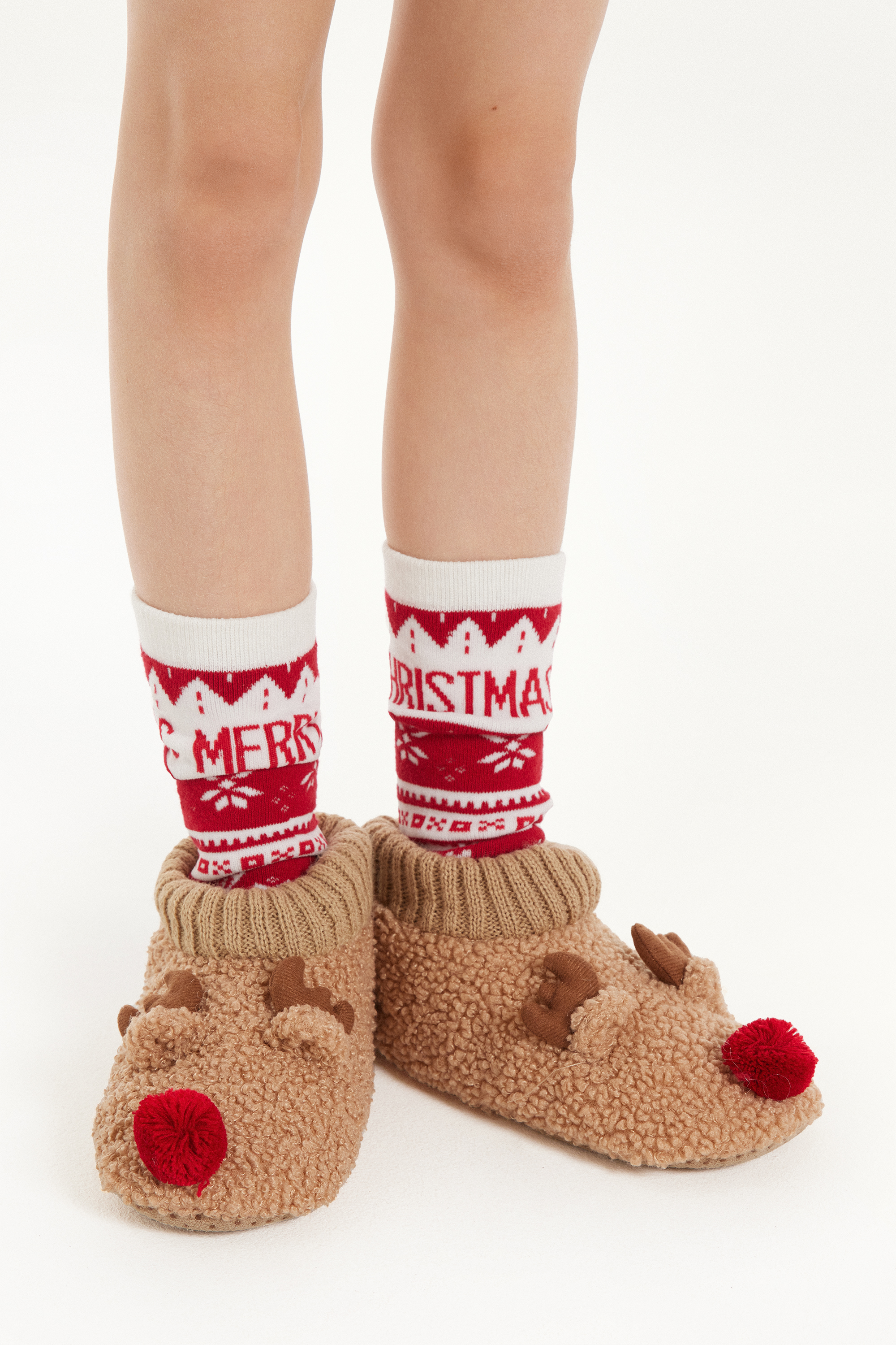 Kids’ Unisex Reindeer Slippers