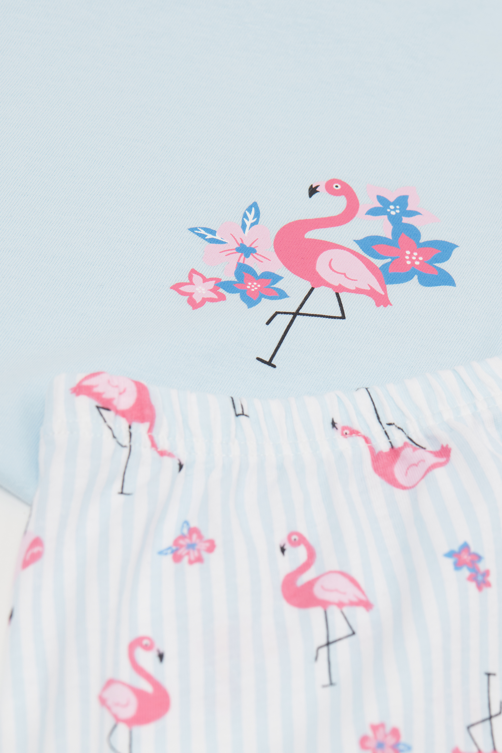 Pigiama Corto in Cotone Bimba con Stampa Fenicottero
