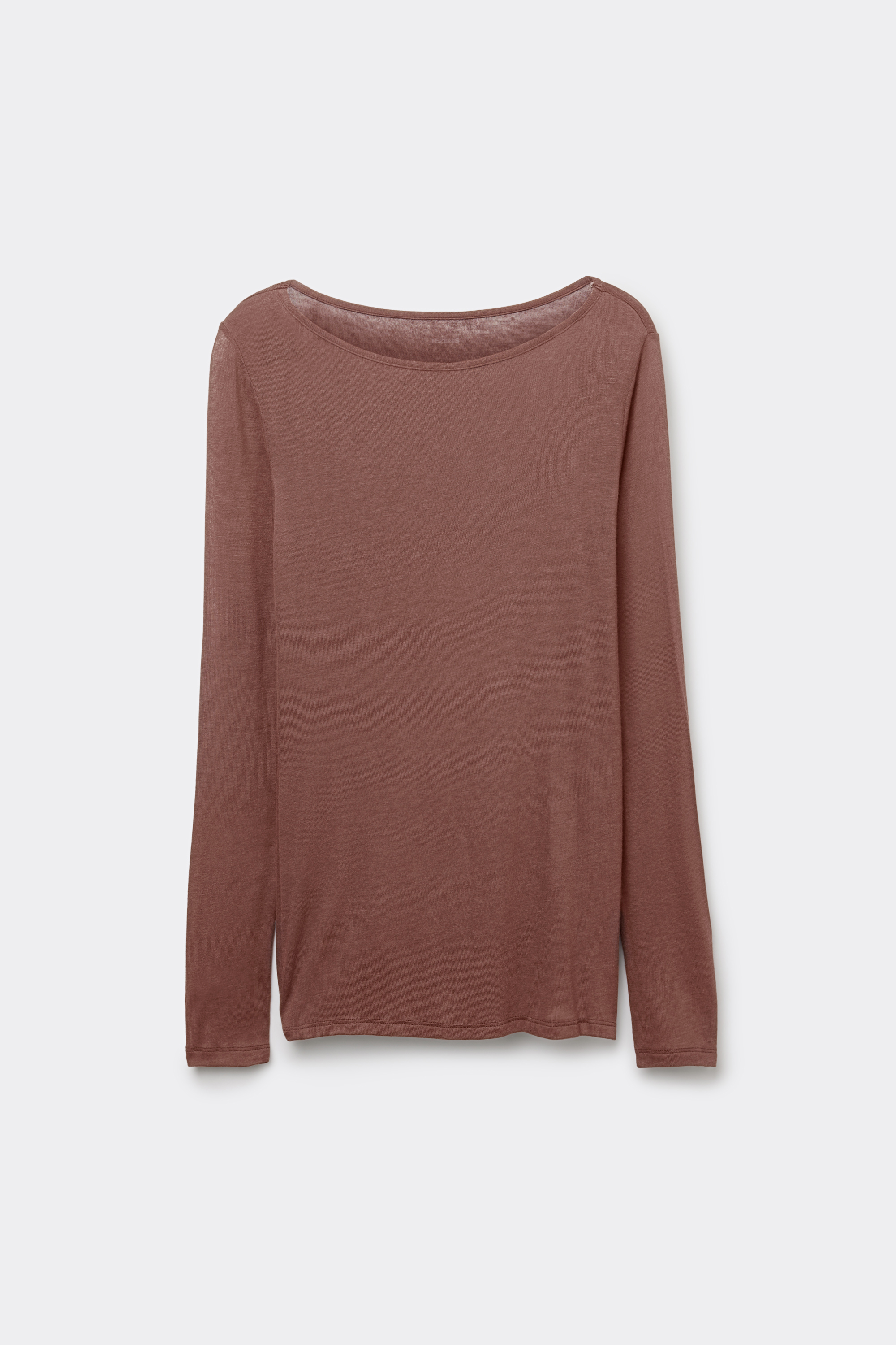 Camiseta con Cuello de Barco de Viscosa y Lana Merino