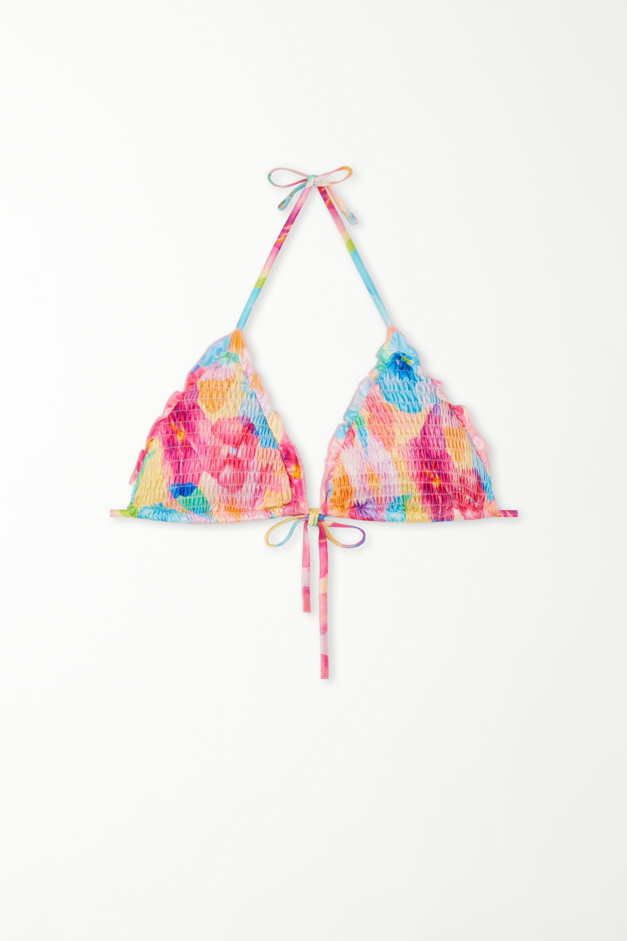 Bra Triangular de Bikini con Relleno Ligero y Extraíble Smock Flowers