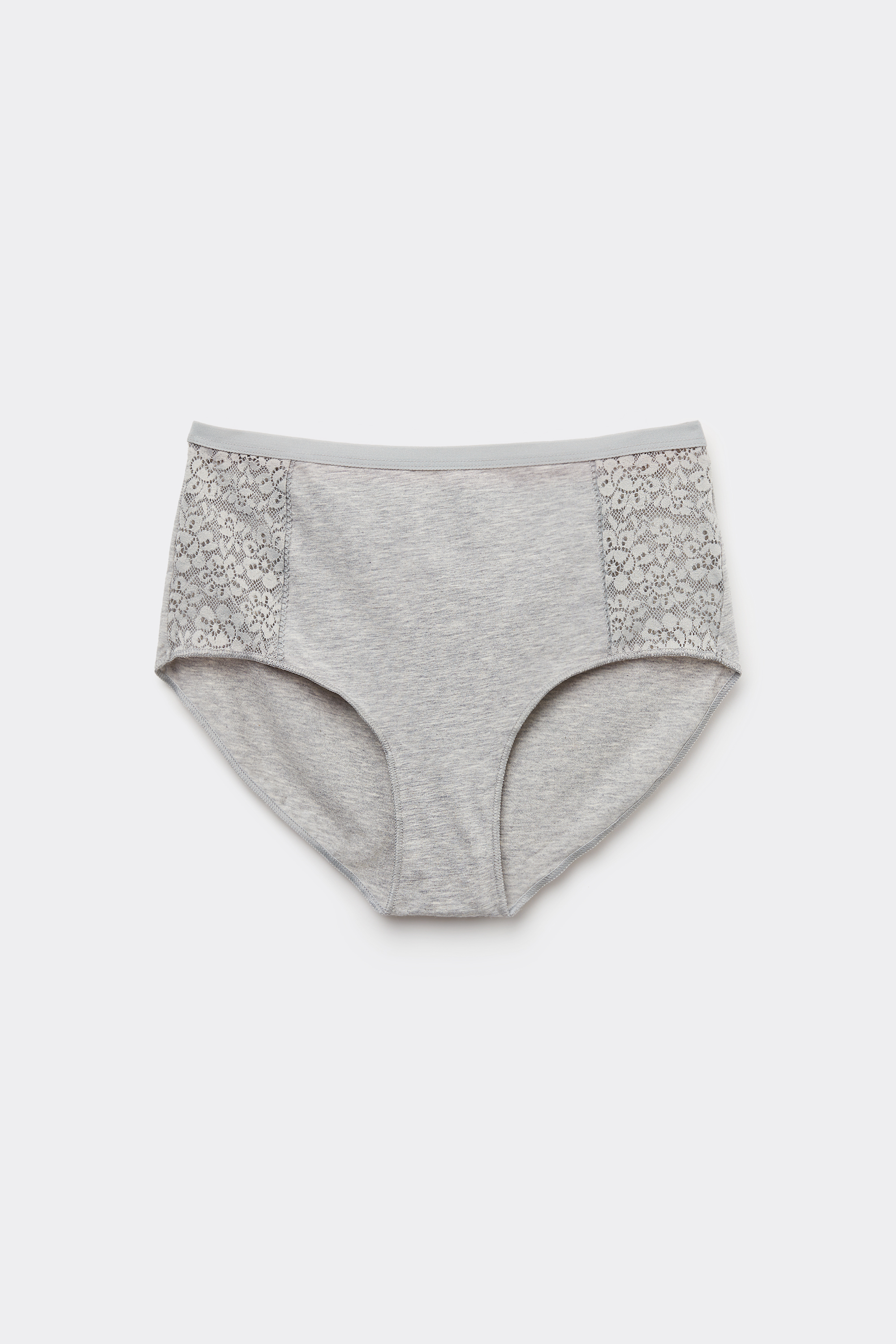 Recycled Cotton and Lace High-Leg Panties