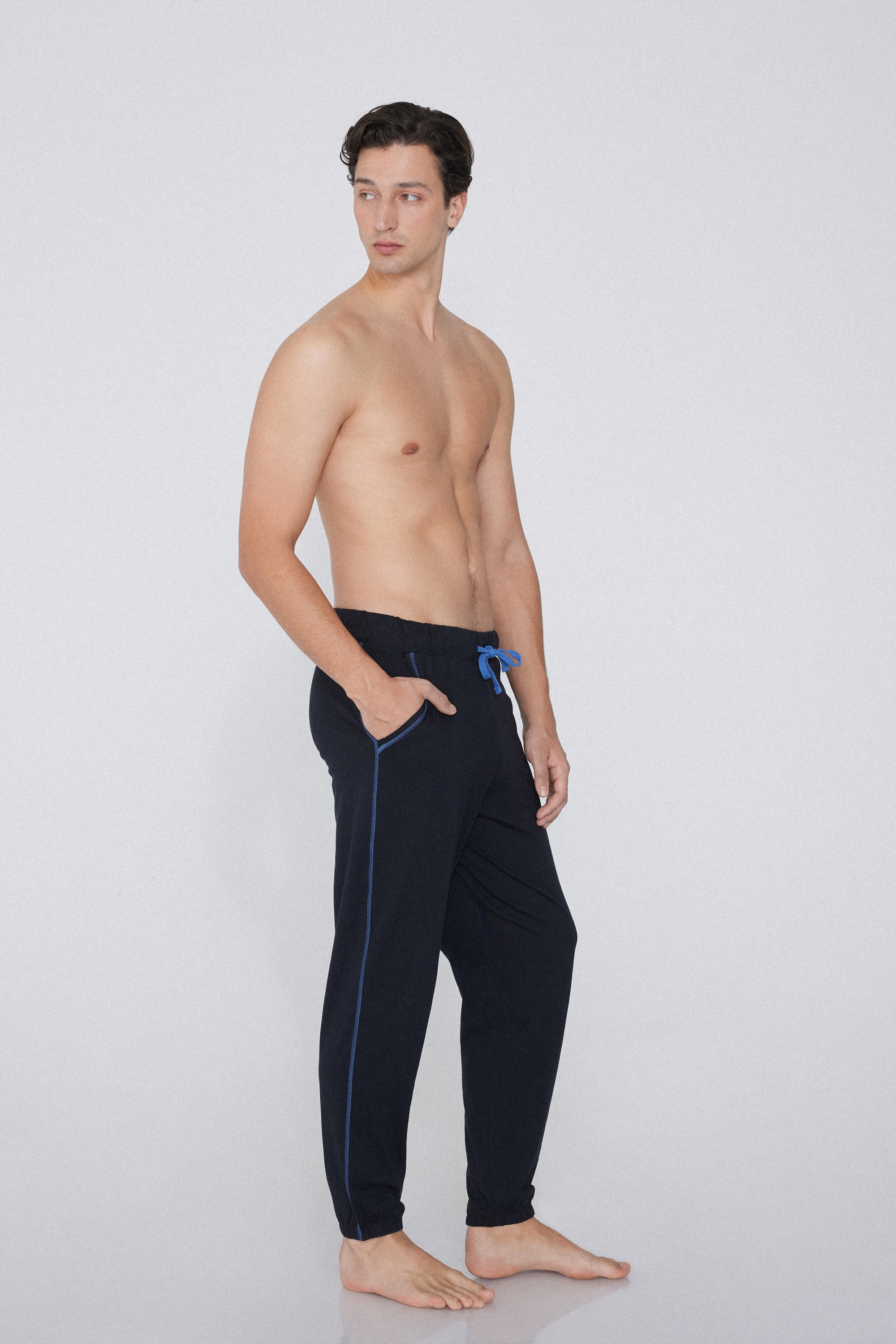 Cotton Trousers with Contrasting Seams