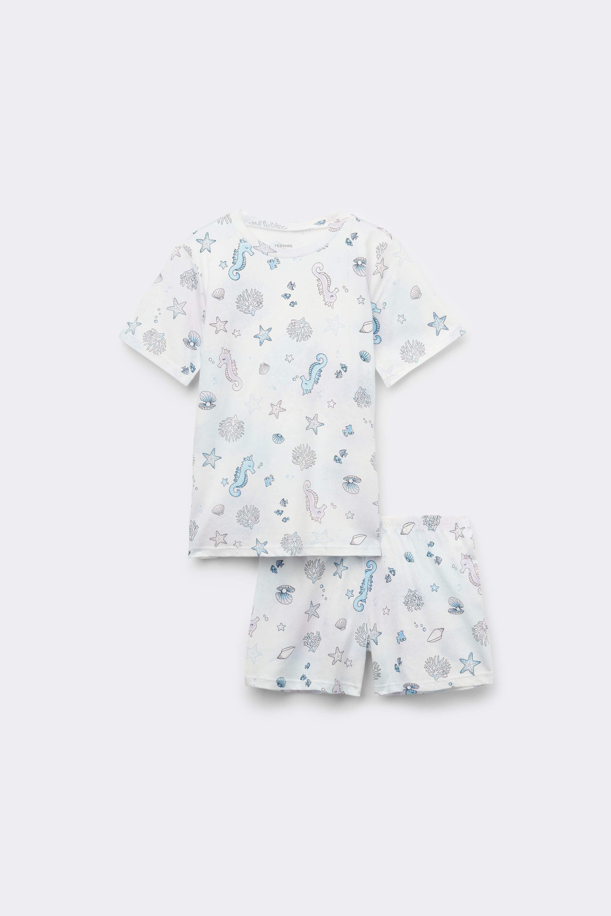 Pijama Corto Media Manga para Niña Algodón Caballitos de mar