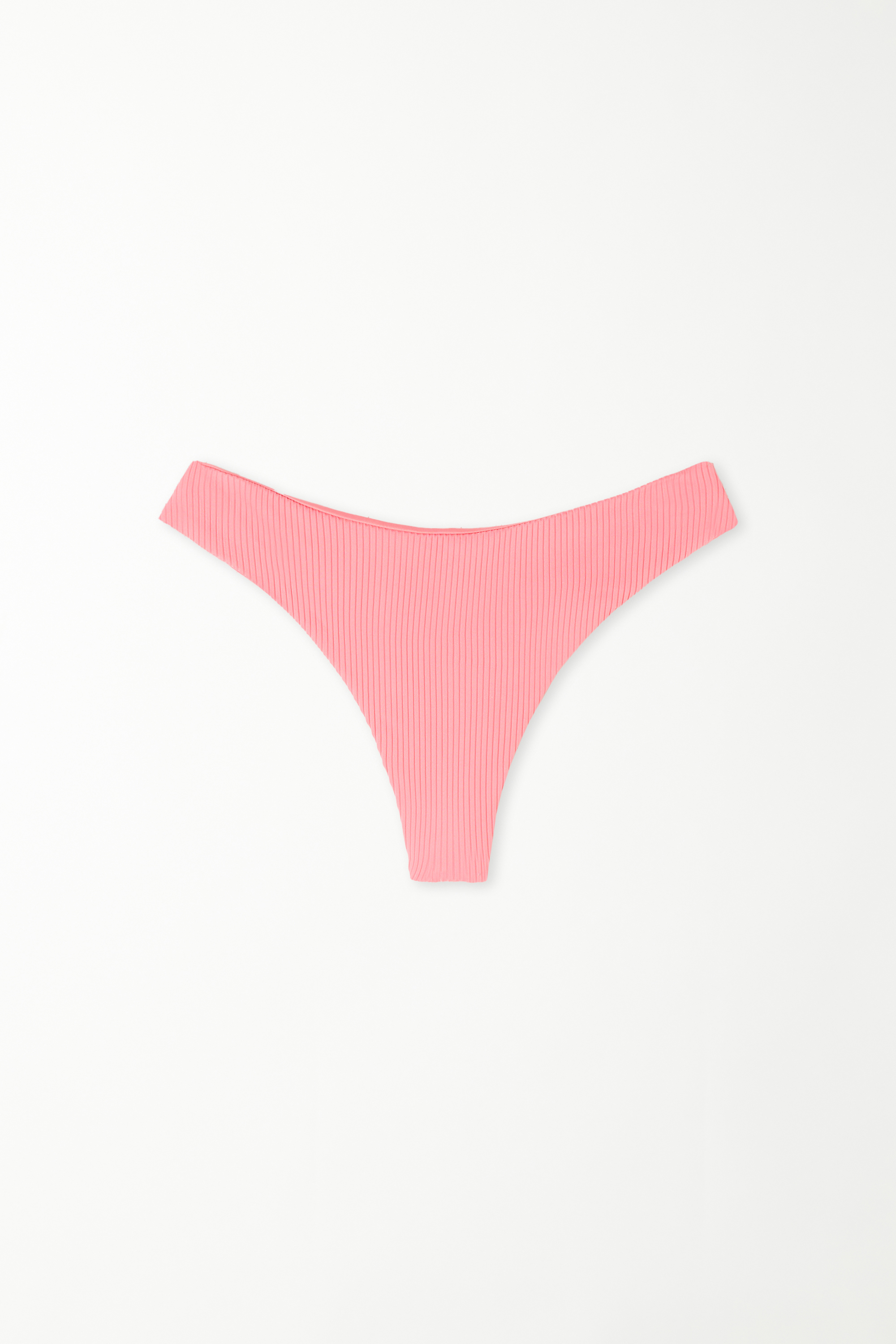 Rounded High-Cut Brazilian Bikini Bottoms in Recycled Ribbed Microfibre