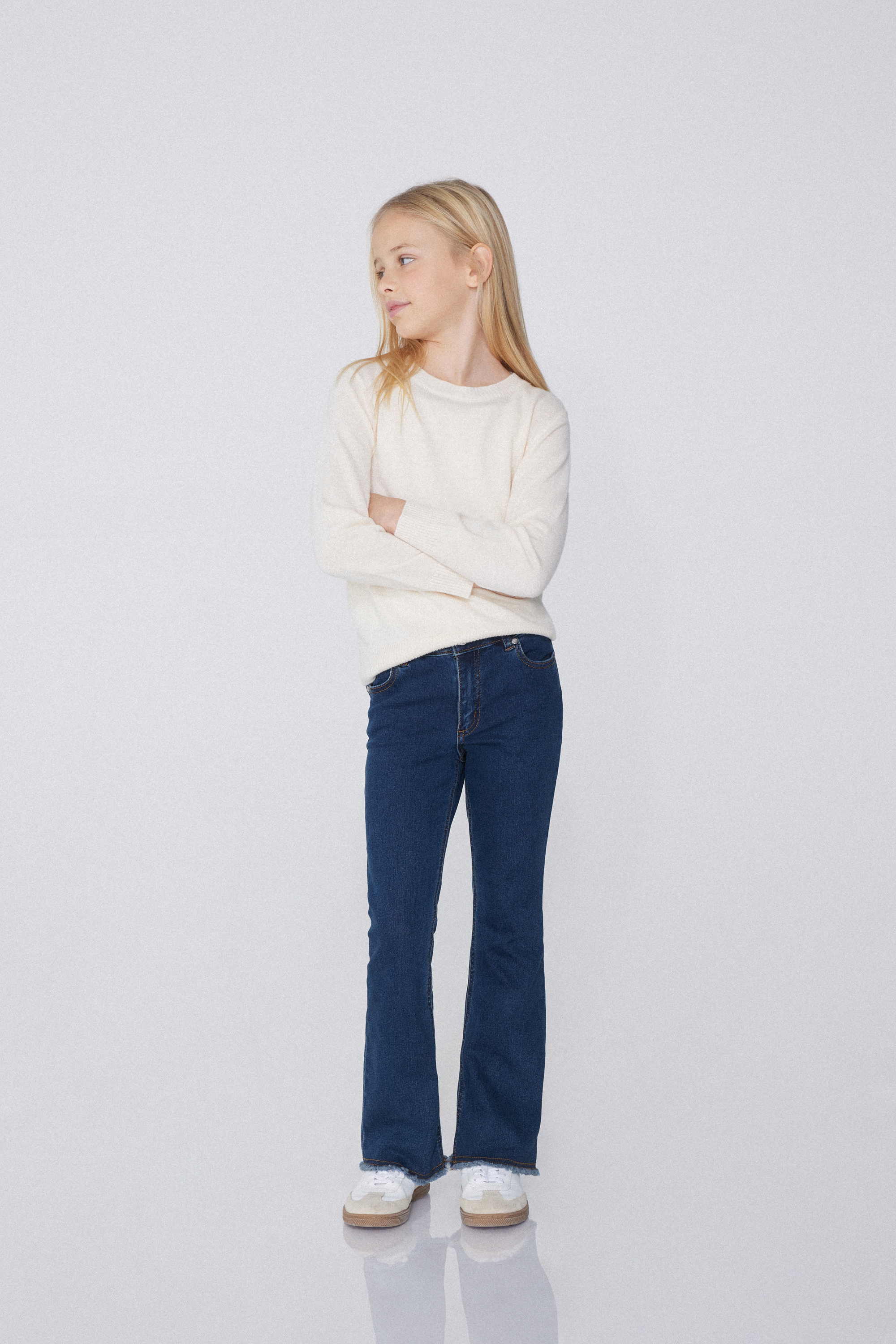 Flared Jeans with Zip and Button