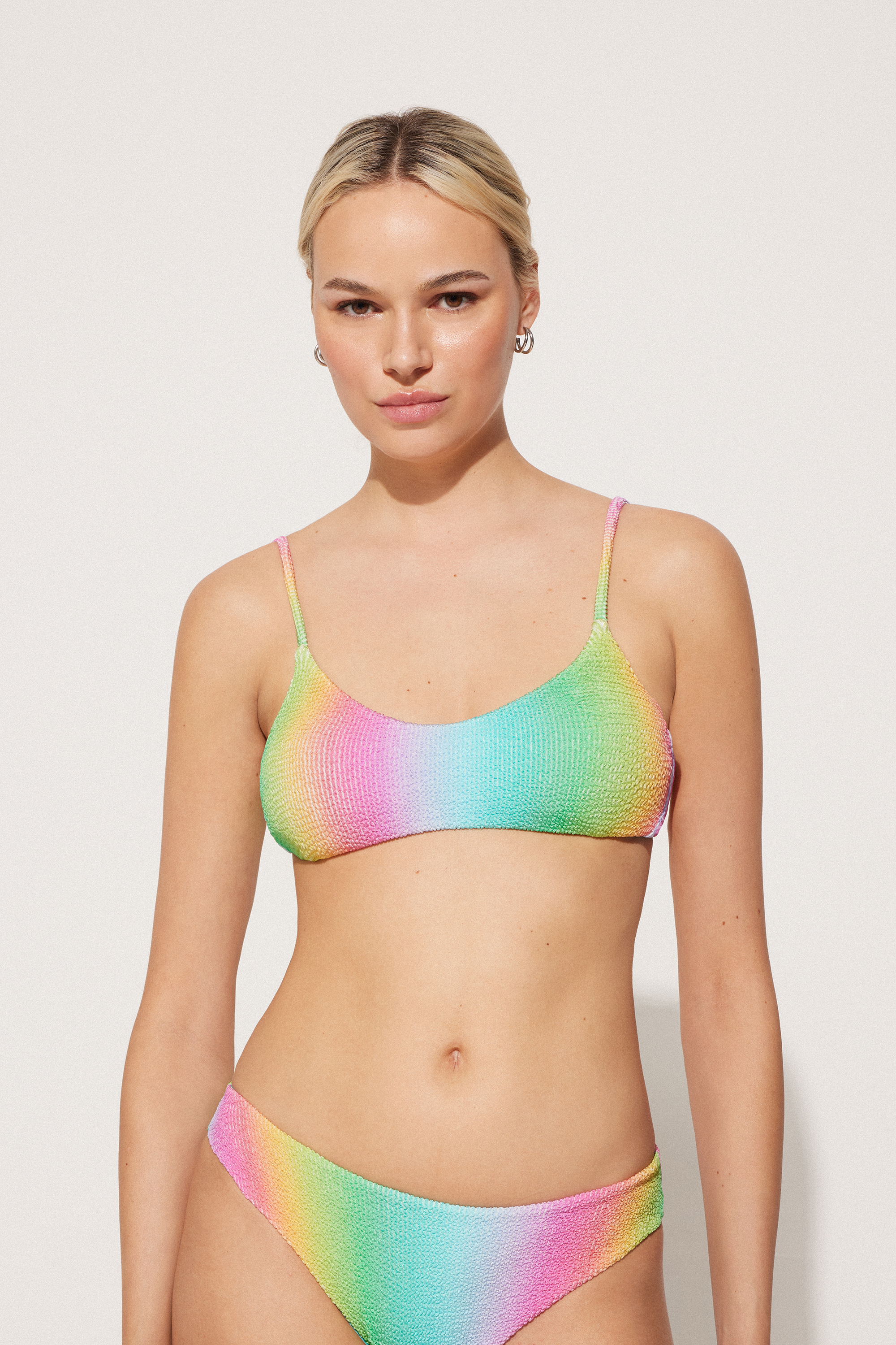 【crinkle crinkle crinkle】monster bra Crinkle Rainbow Removable Padding Bra-Style Bikini Top