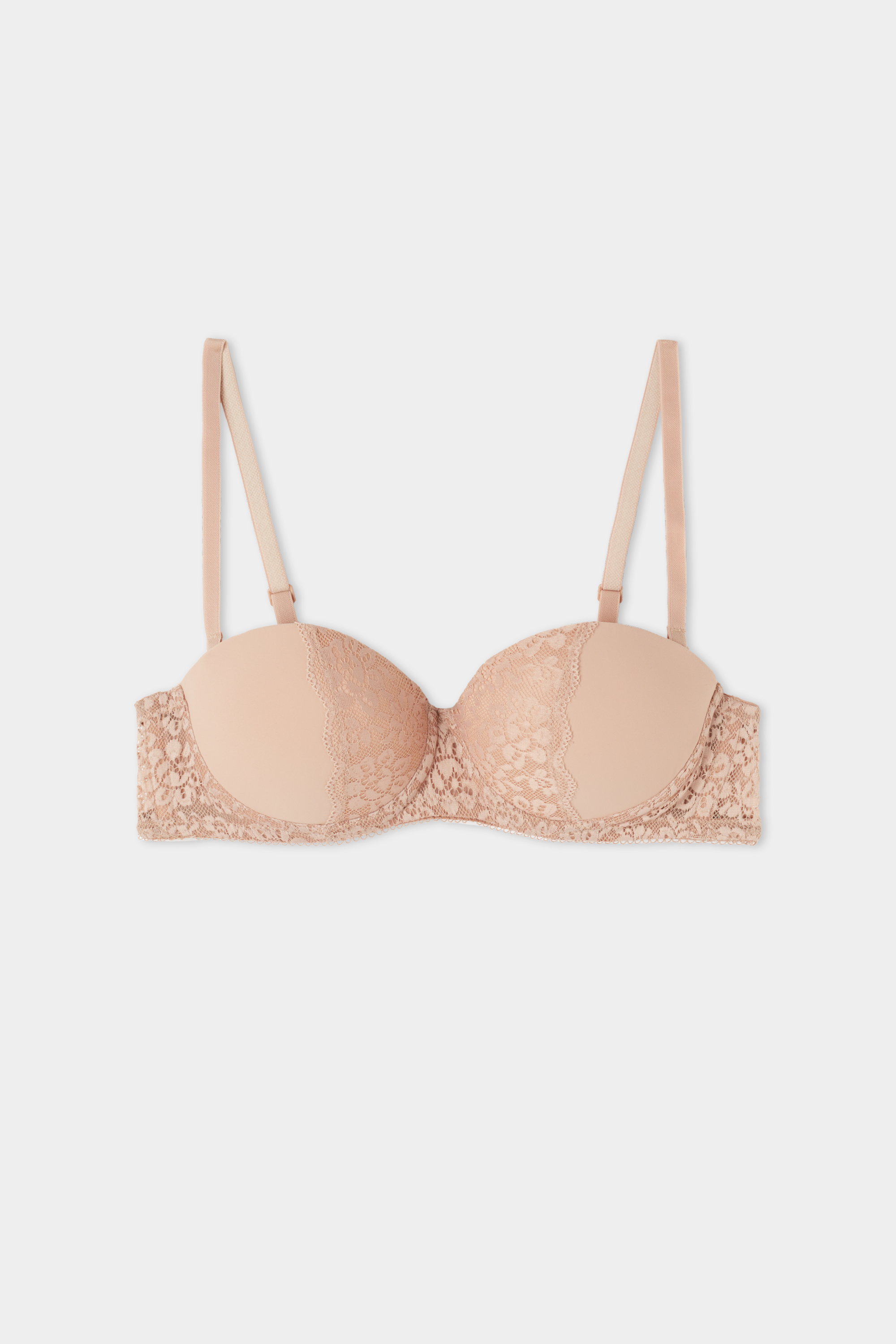 Madrid Extra-Padded Bandeau Bra in Microfibre and Recycled Lace