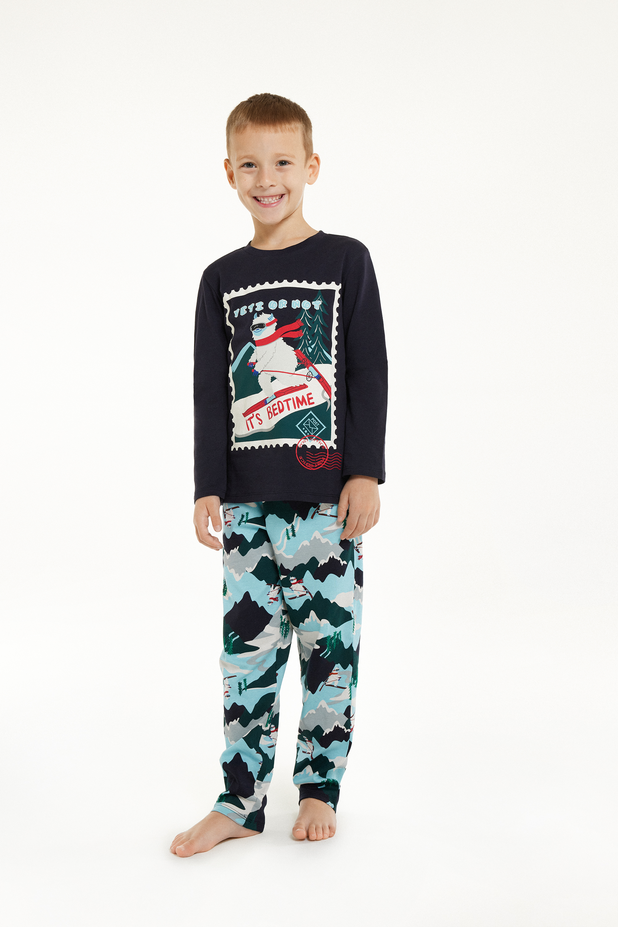 Long Heavy Cotton Pyjamas with Yeti Print