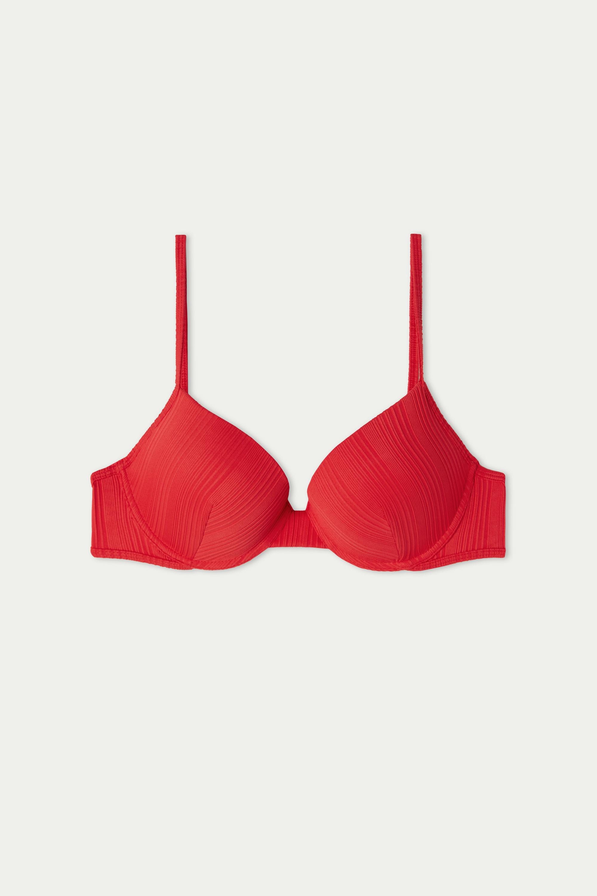 Padded Push-Up Bikini Top in Recycled Ribbed Microfibre