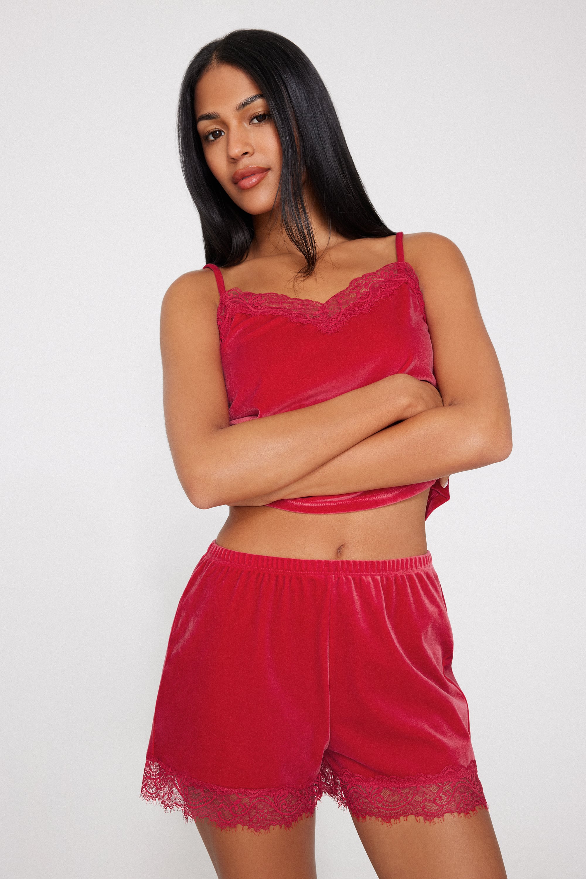 Shorts in Velluto e Pizzo
