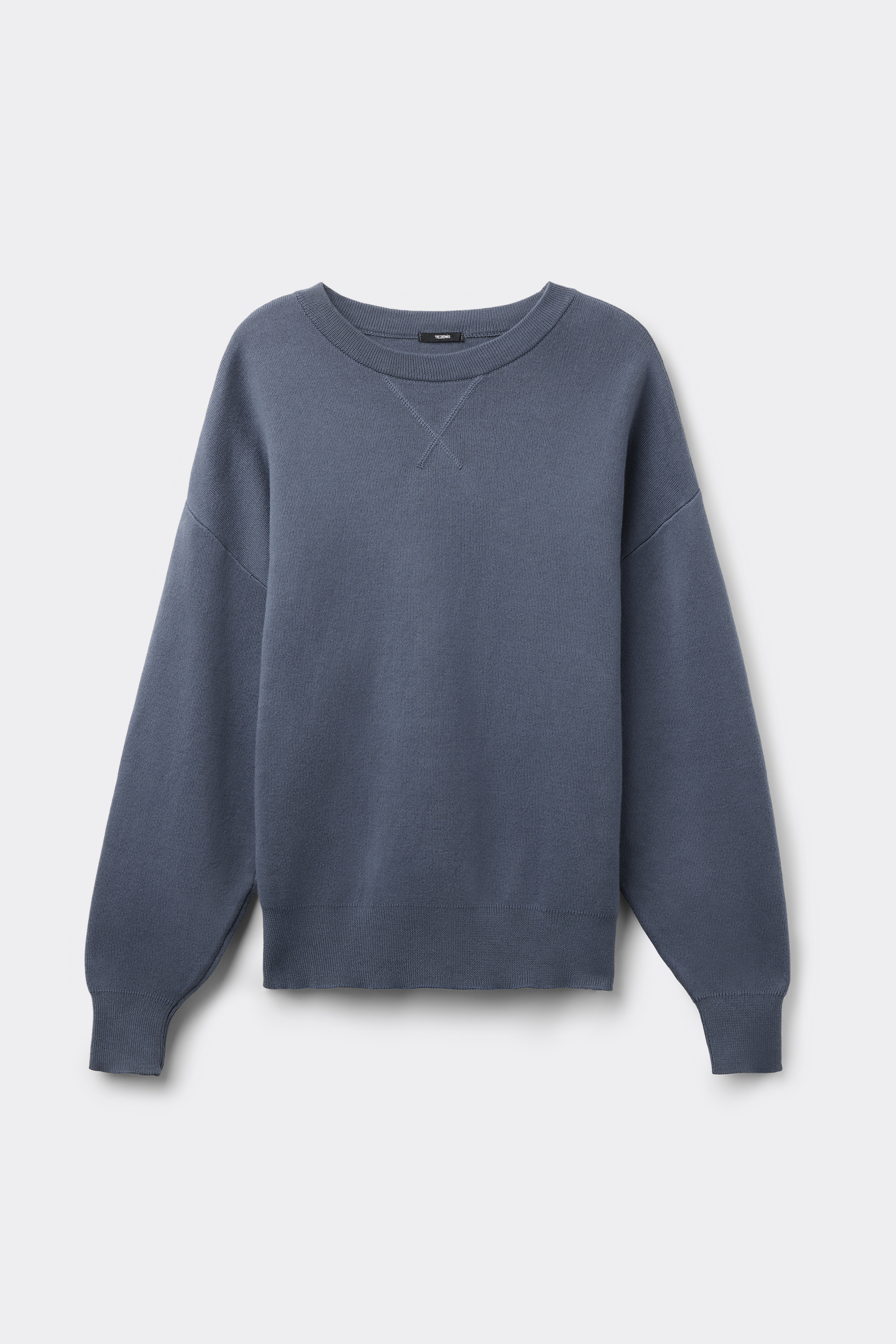 Maglione in Cotone Girocollo in Maglia Calata