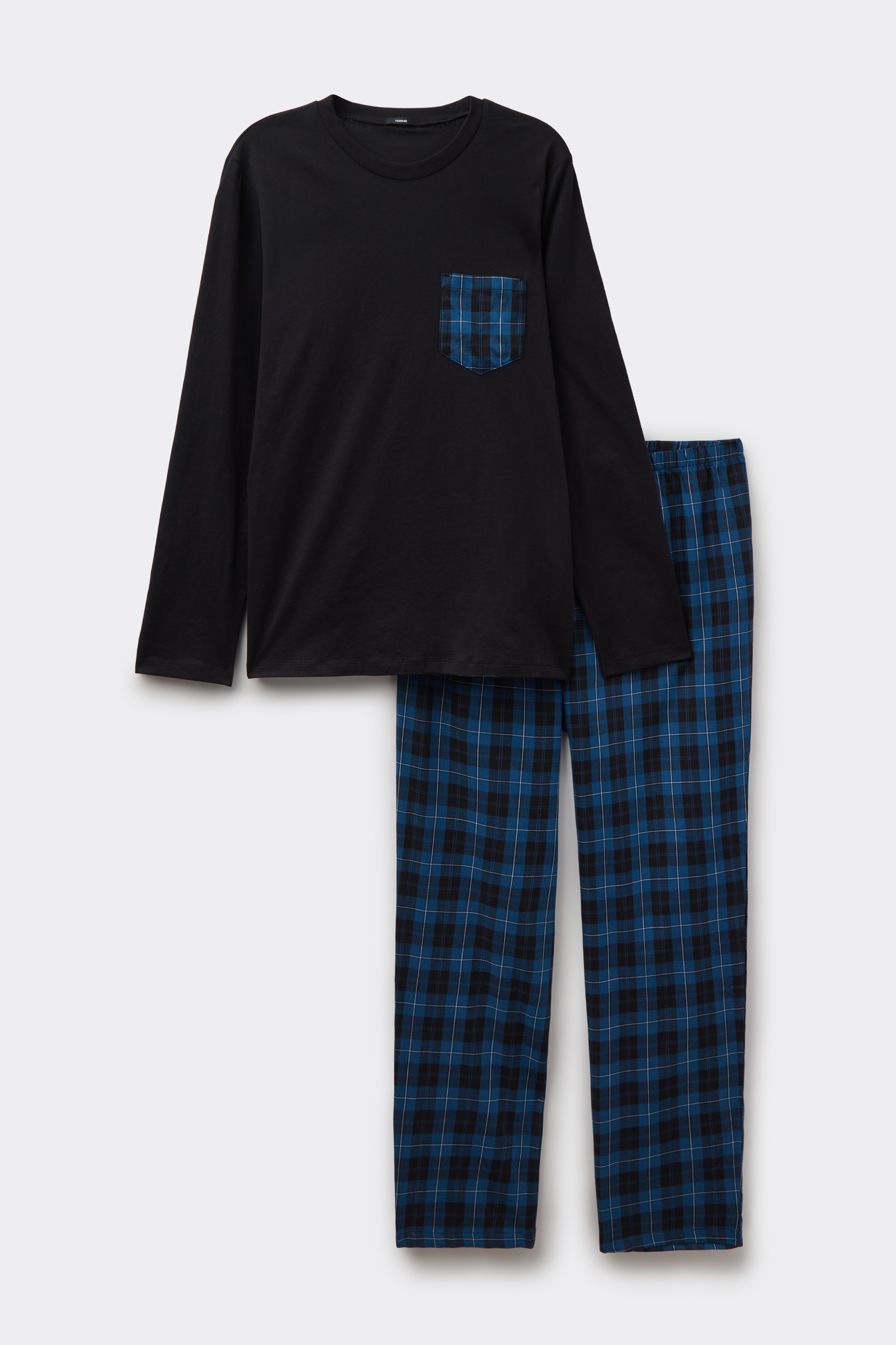 Pigiama Lungo Cotone Taschino Tela