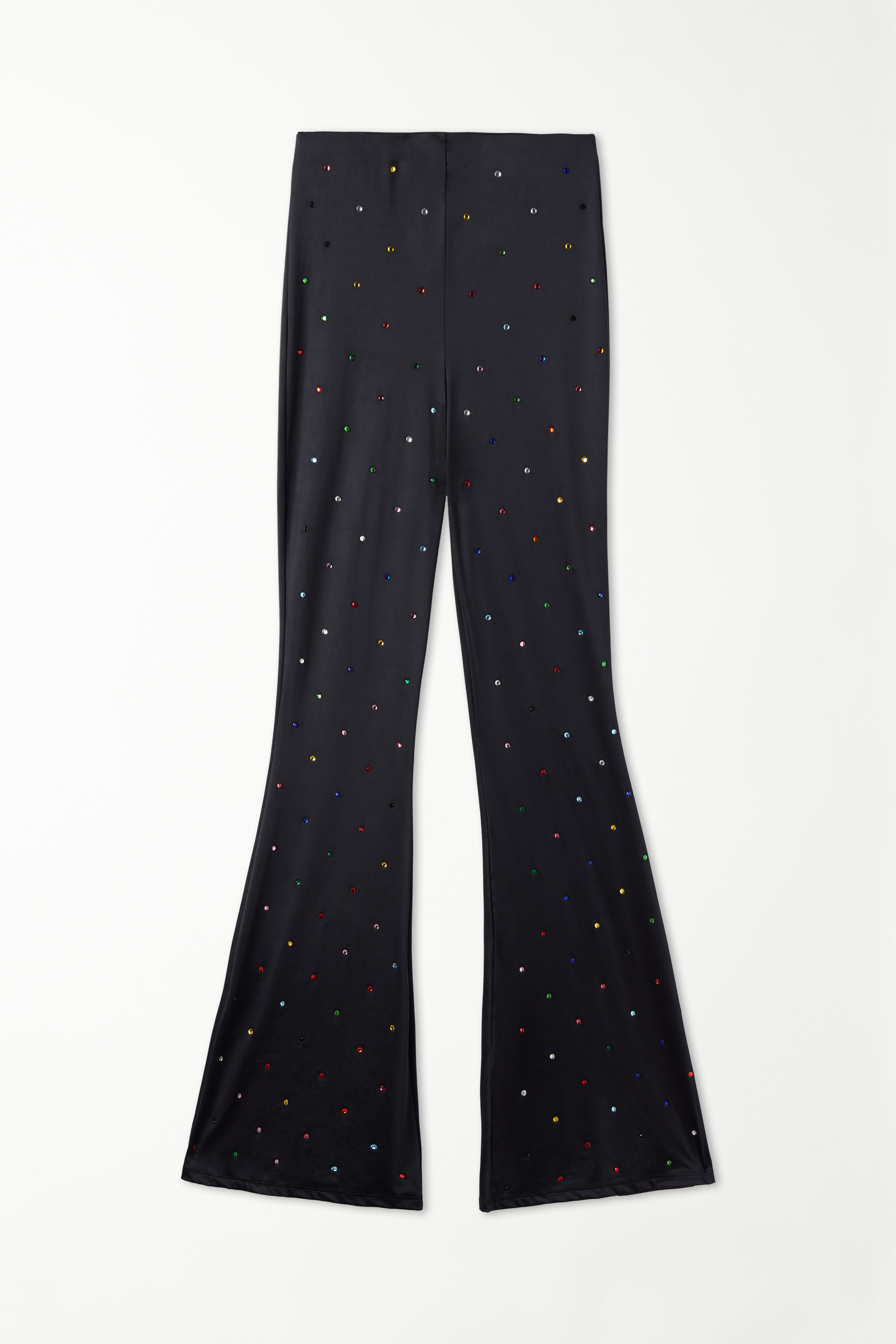 Limited Edition Microfiber Pants with Colored Rhinestones