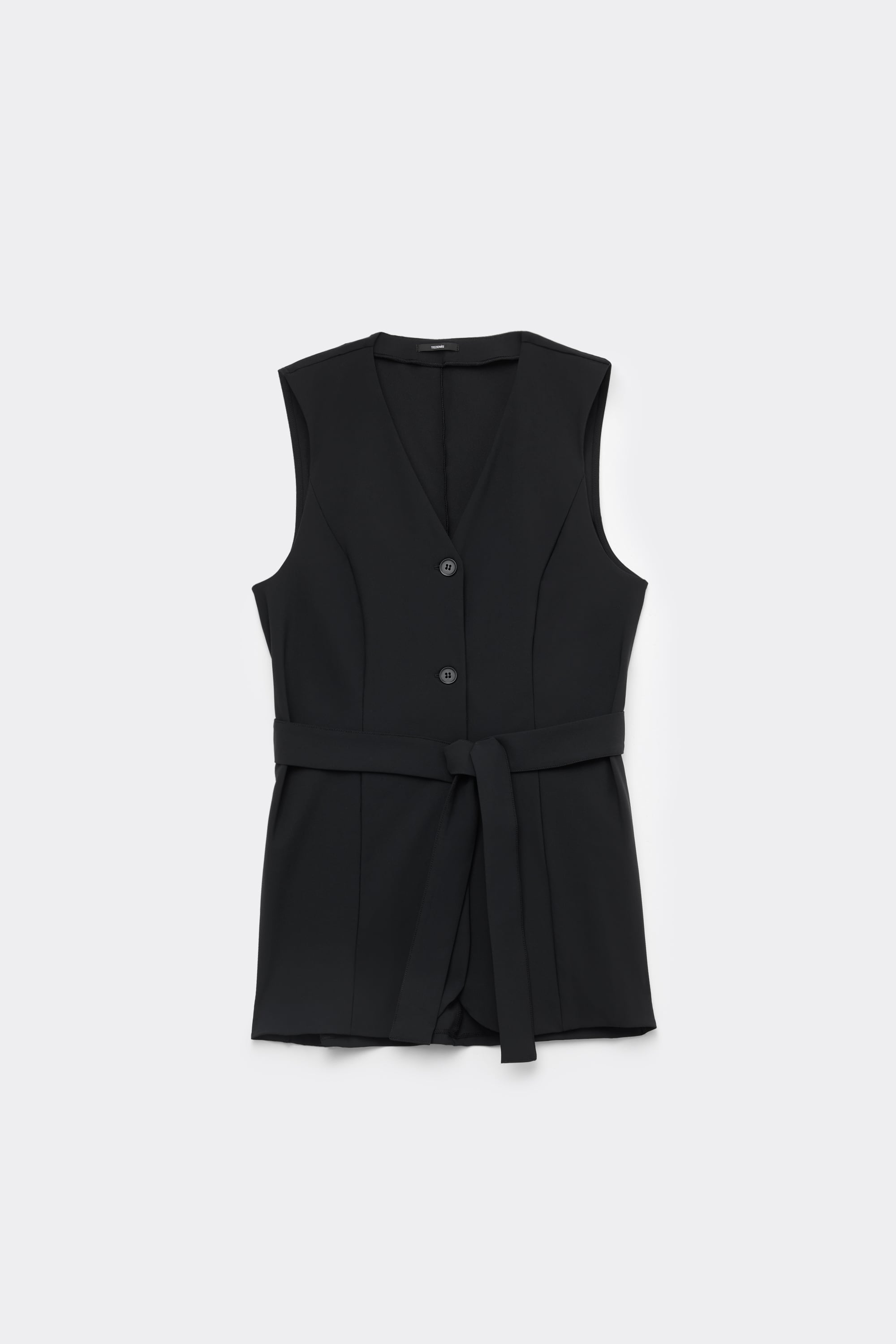 Gilet Lungo con Bottoni in Microfibra Easy Fit