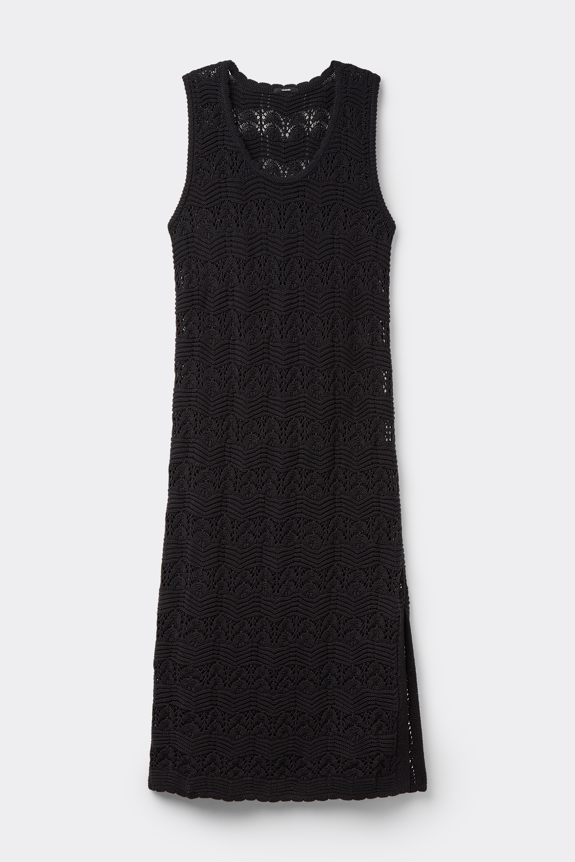Slit 100% Cotton Crochet Midi Dress