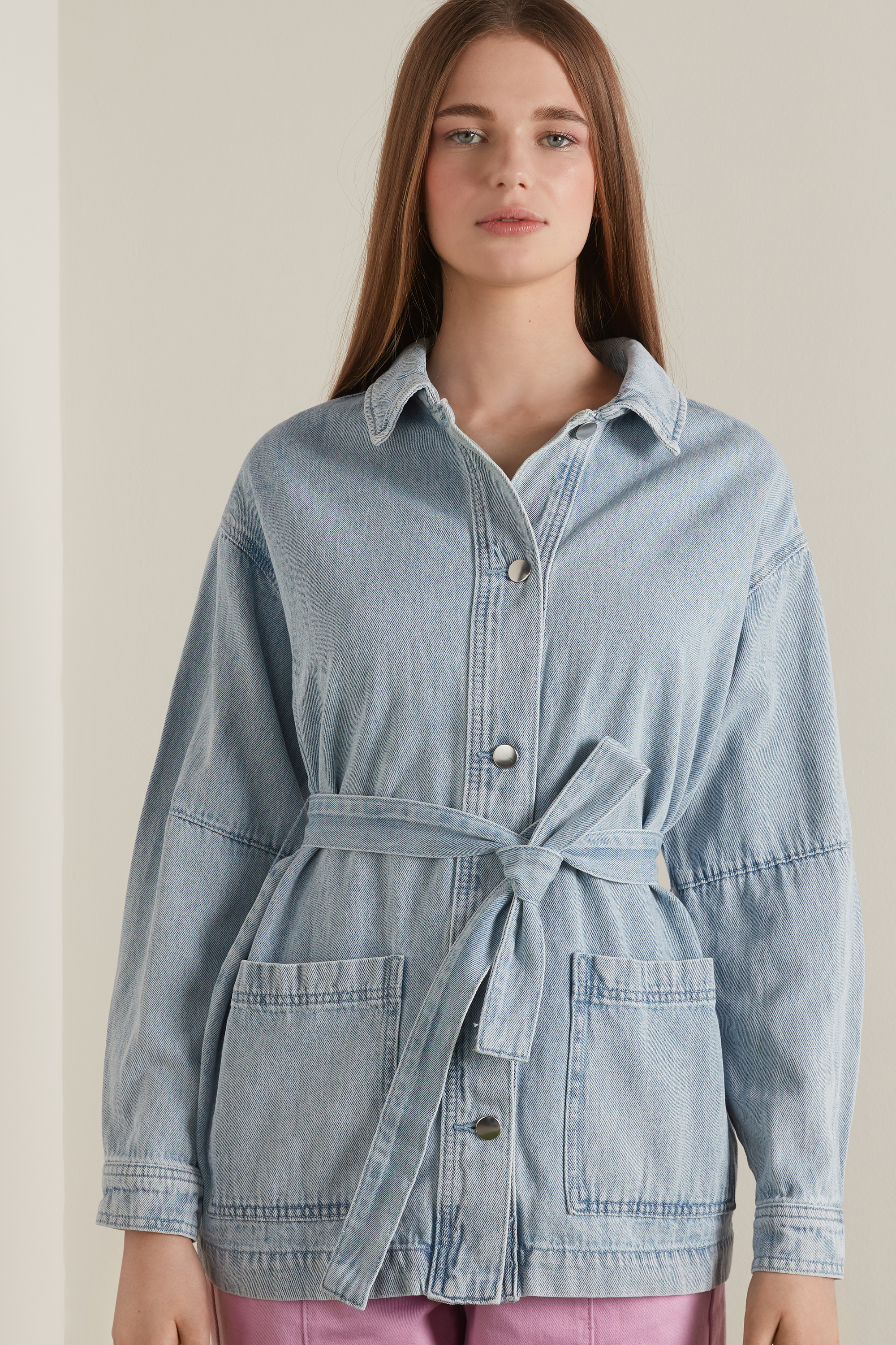 Giacca in Denim di Cotone Manica Lunga con Fusciacca | Tezenis