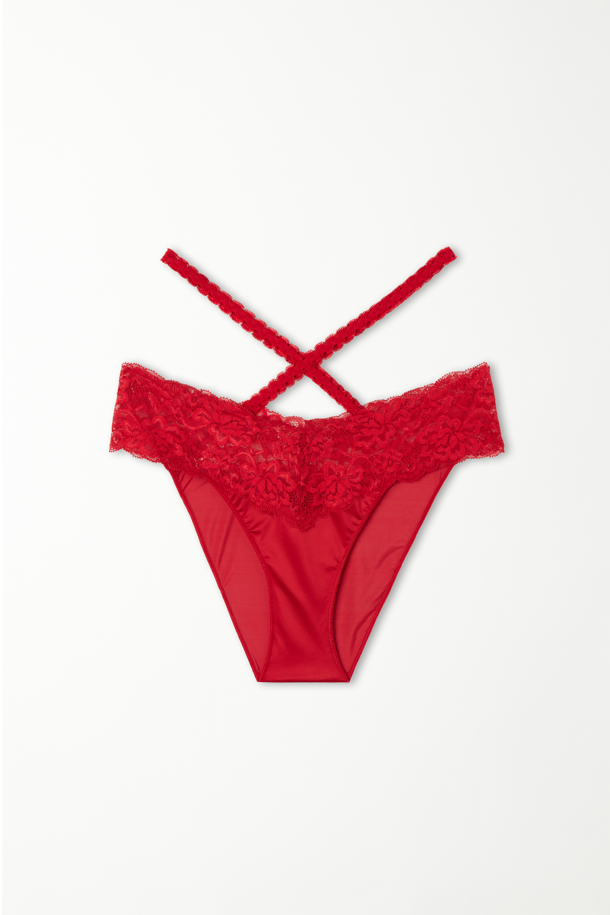 Slip Sgambato in Raso con Pizzo e Laccetti