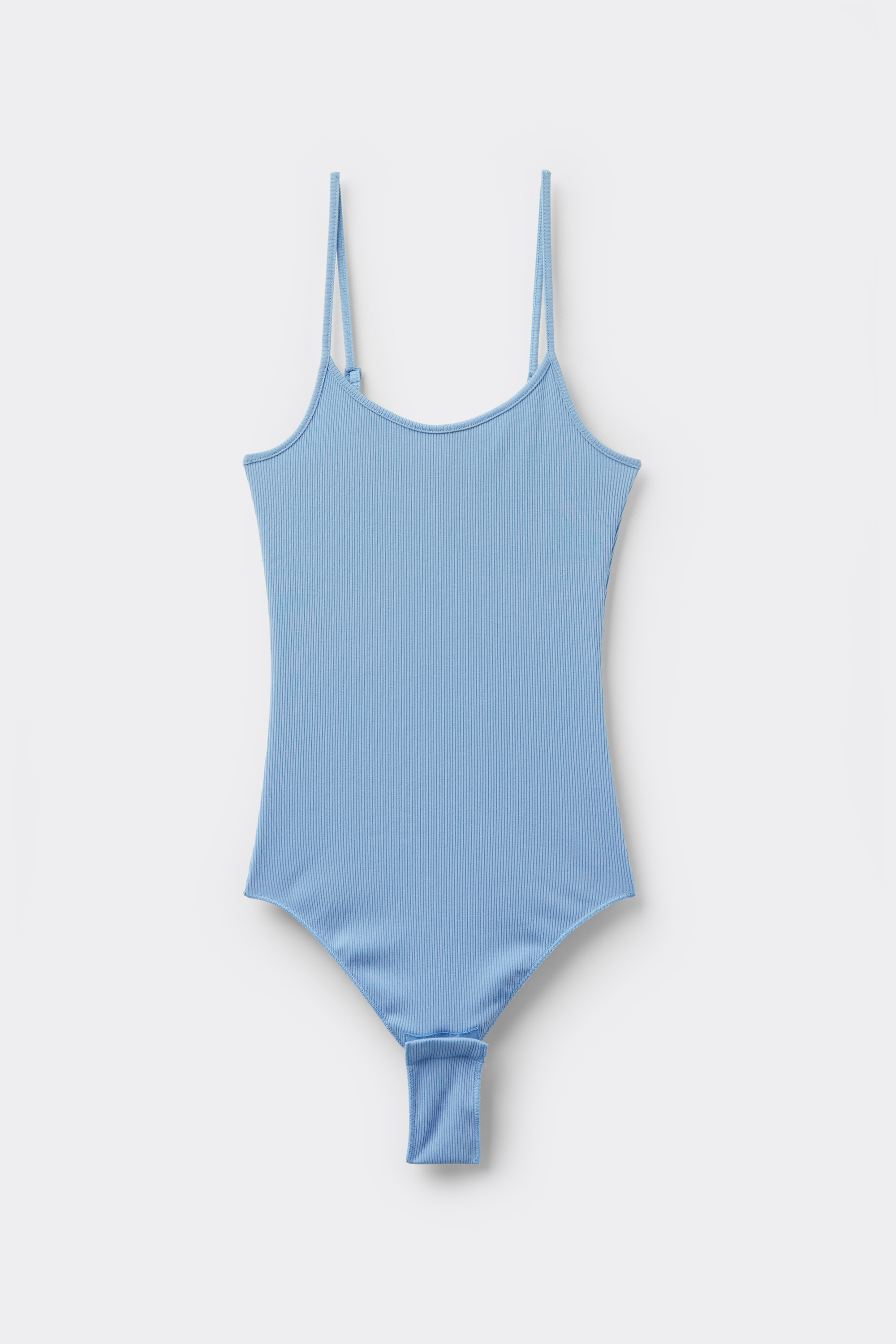 Spaghetti Strap Bodysuit in Ribbed Cotton