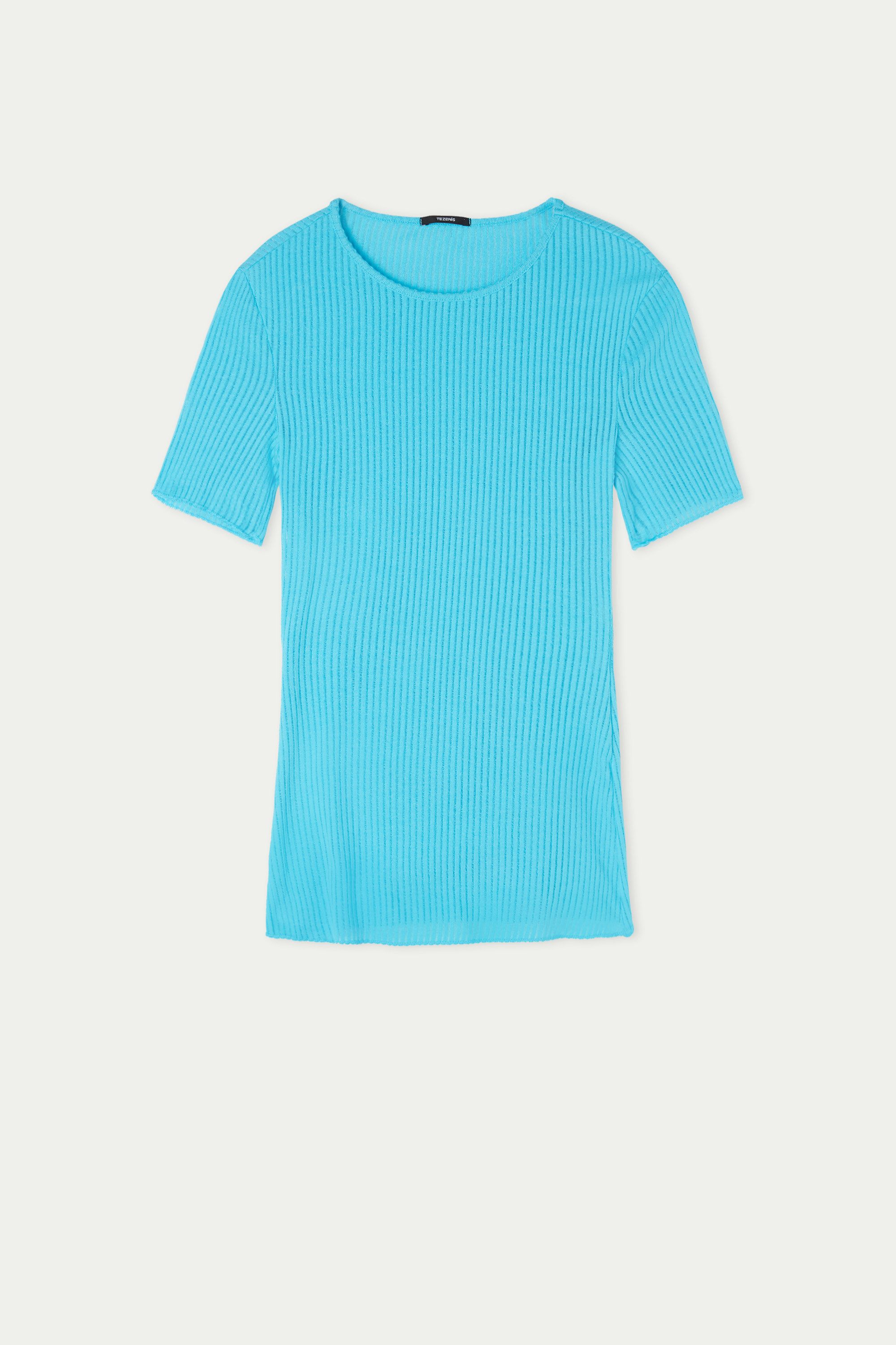 Camiseta de Manga Corta con Cuello Redondo de Canalé Ultralight Rib